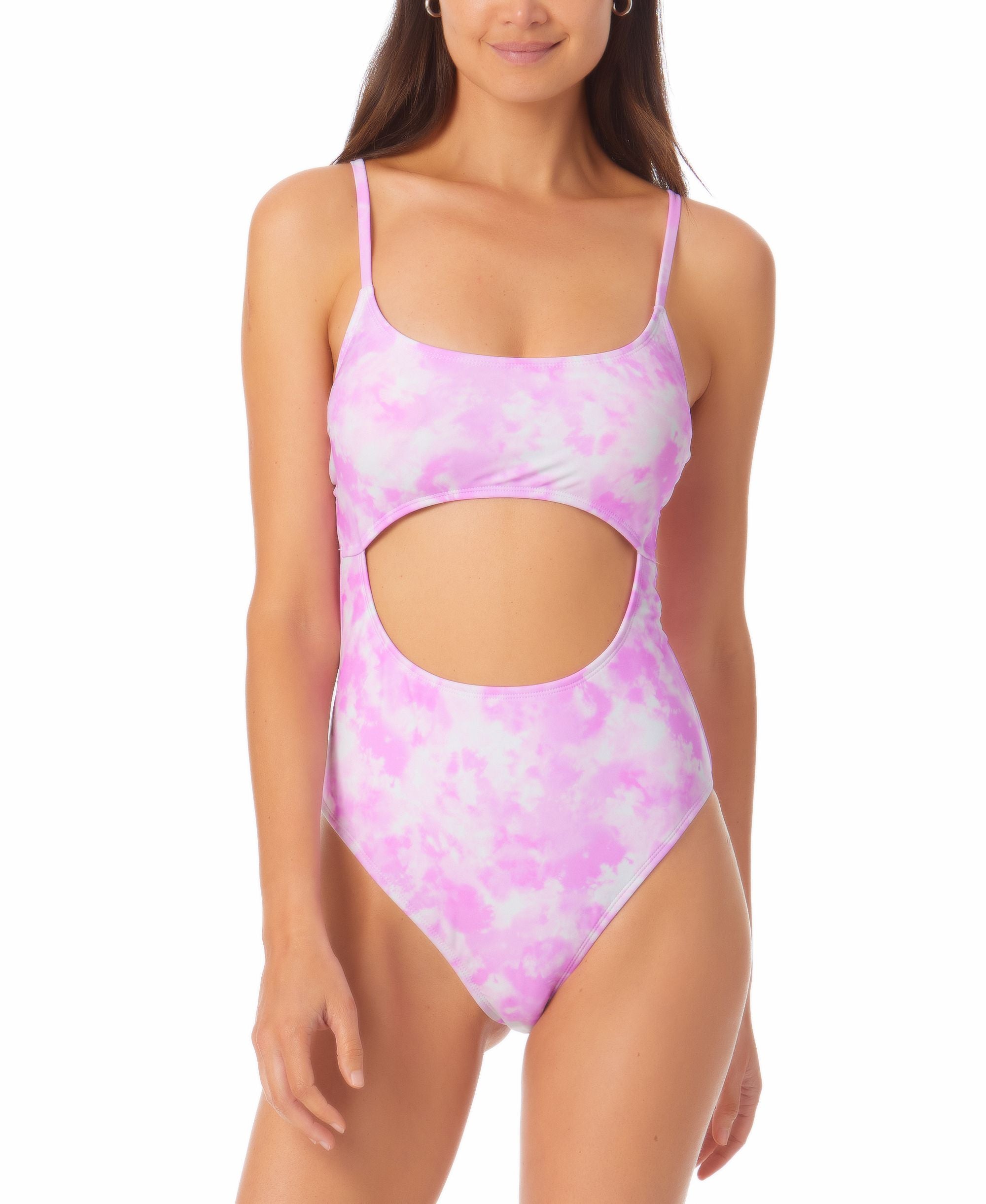 Juniors' Printed Cutout One-Piece Swimsuit