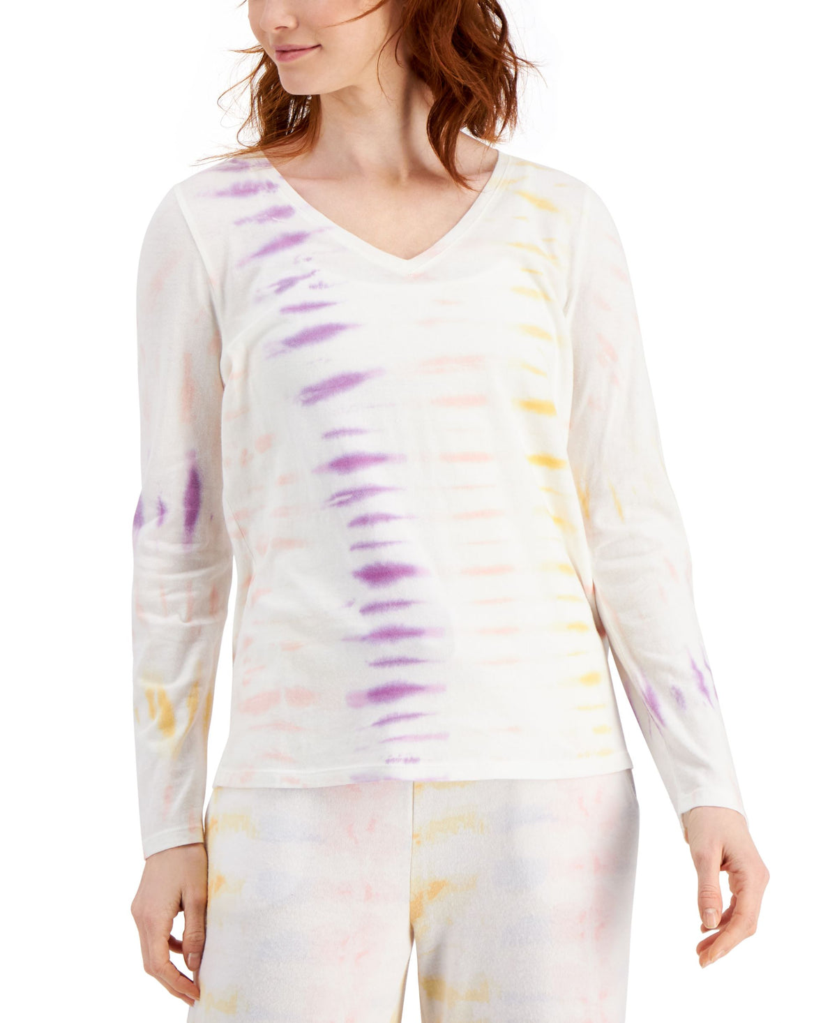 Style & Co Cotton Striped V Neck Top
