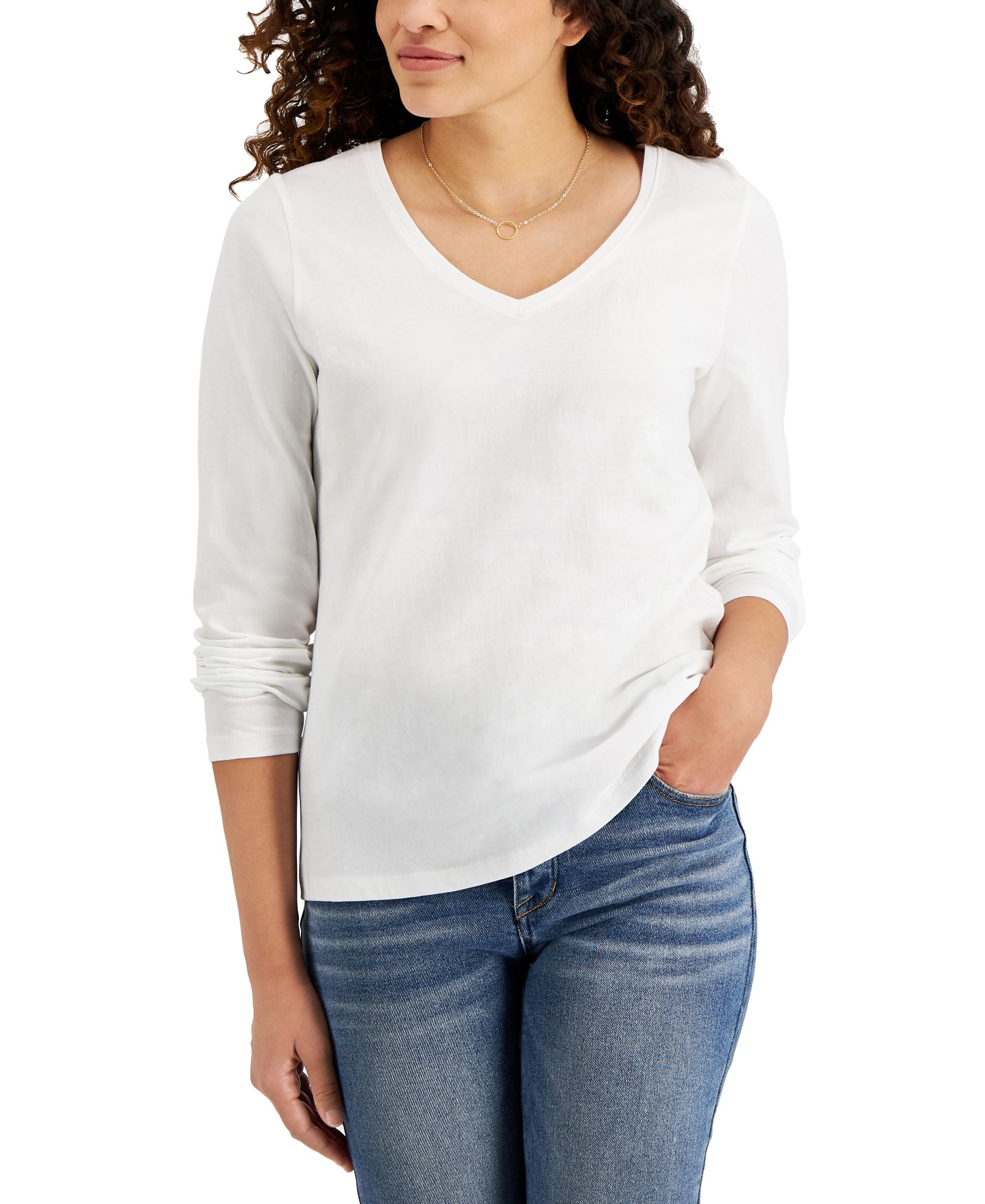 Style & Co Petite V Neck Cotton Top