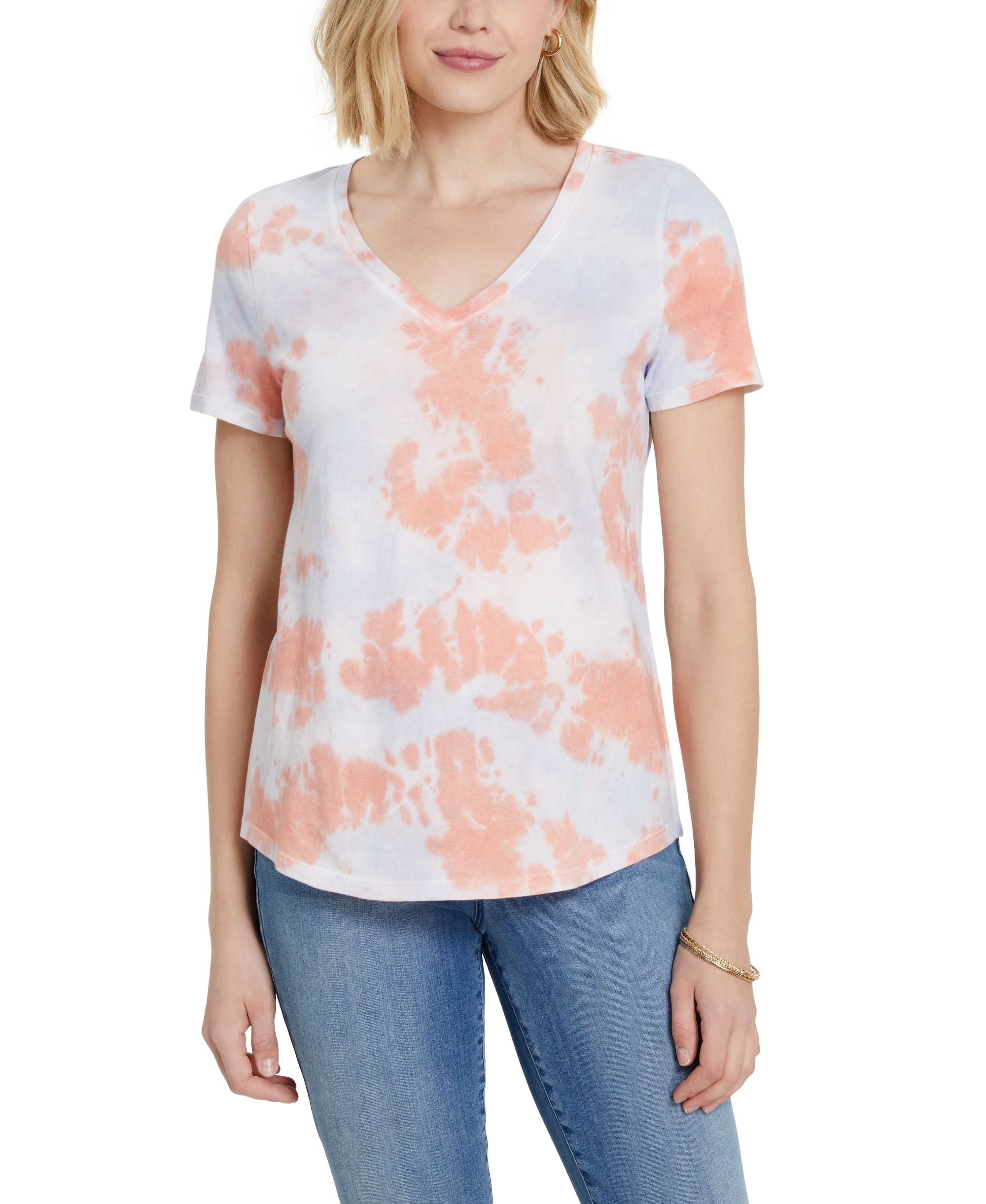 Style & Co Cotton Printed V Neck T-Shirt