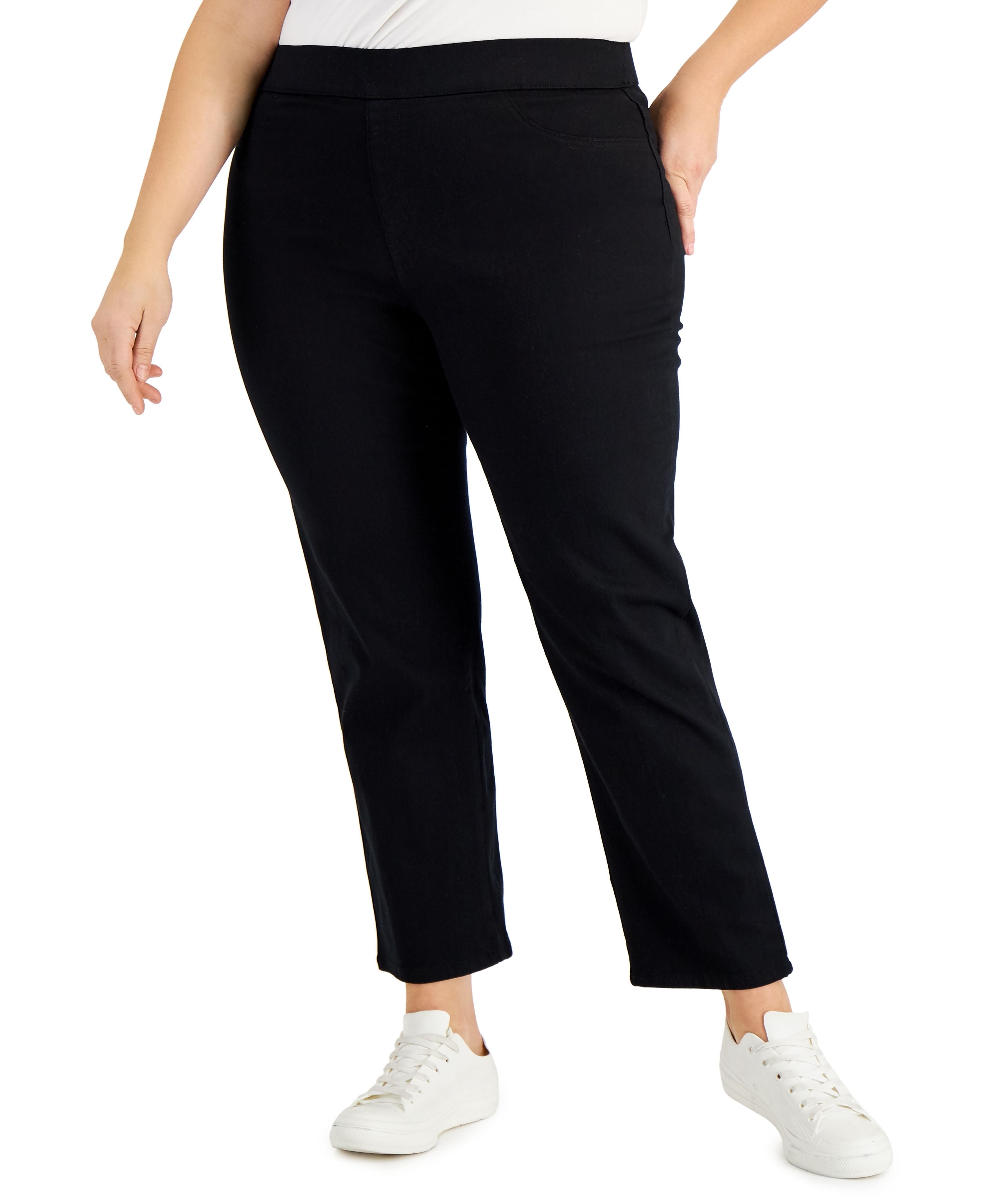Plus Size Pull-On Denim Pants