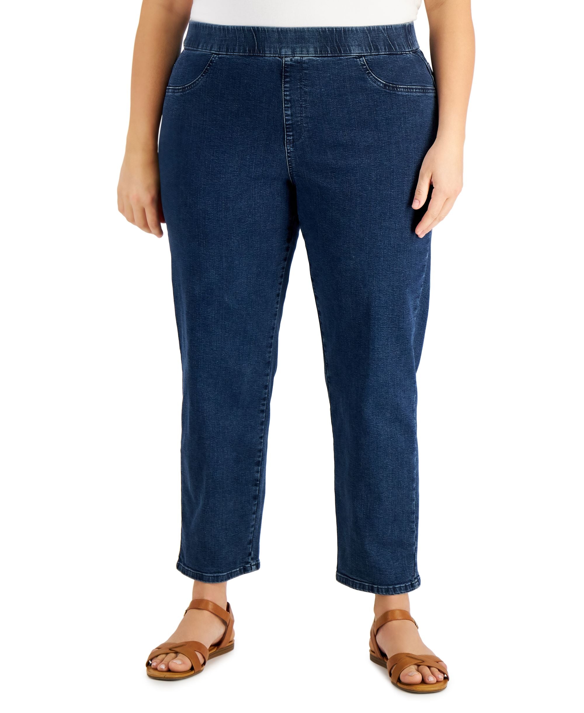Plus Size Pull-On Denim Pants