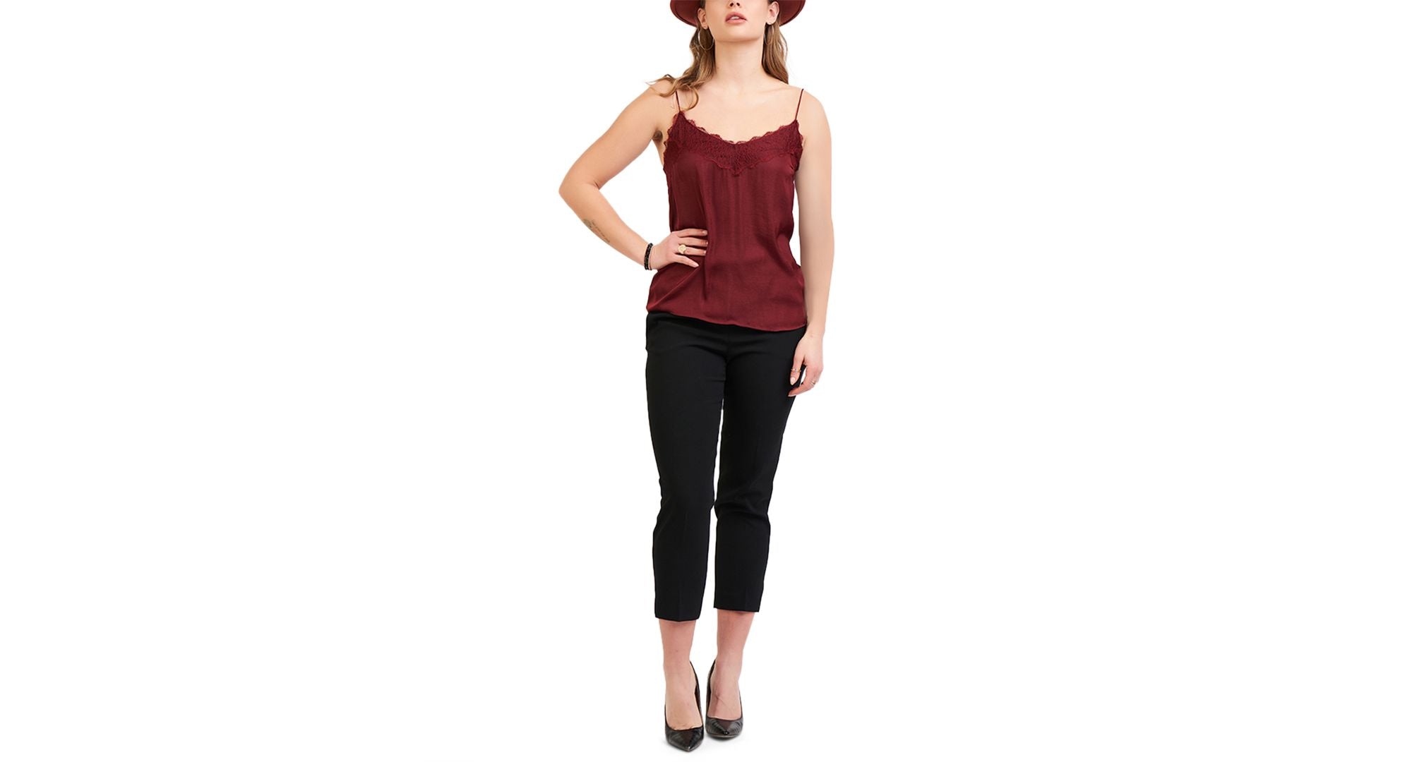 Black Tape Lace Trim Camisole