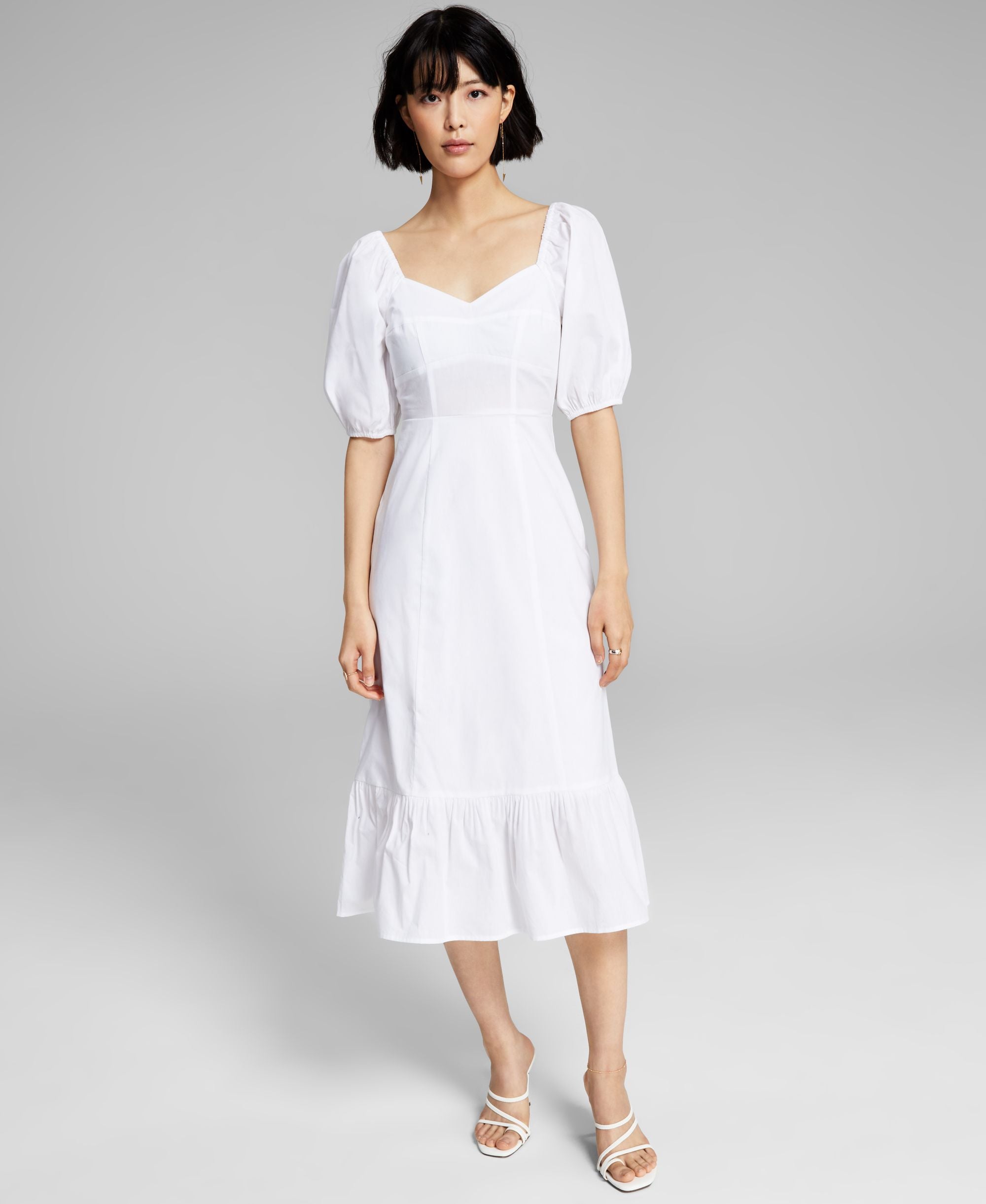 Now This Womens Puff Sleeve Midi Dress