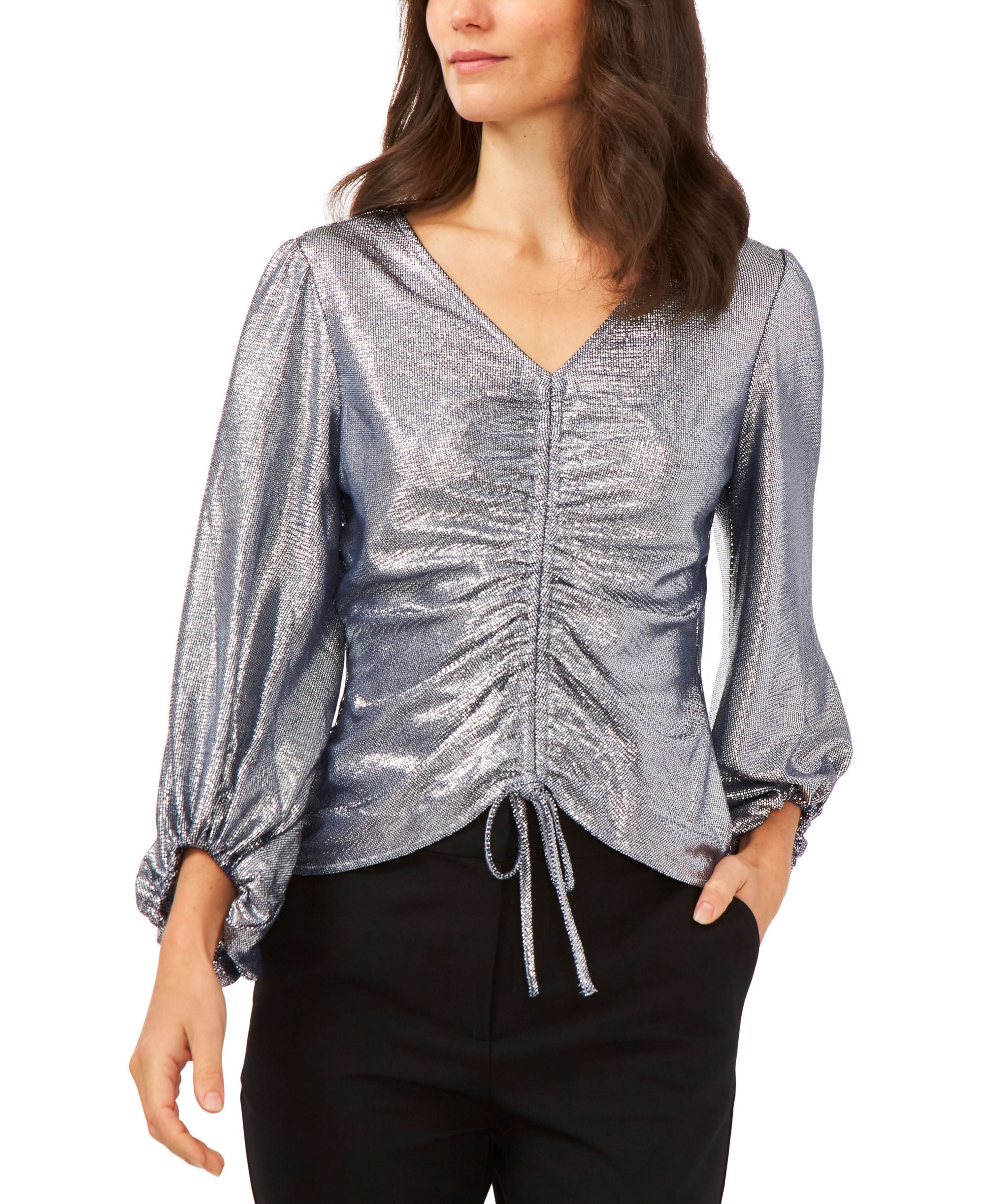 Metallic Drawstring Blouse