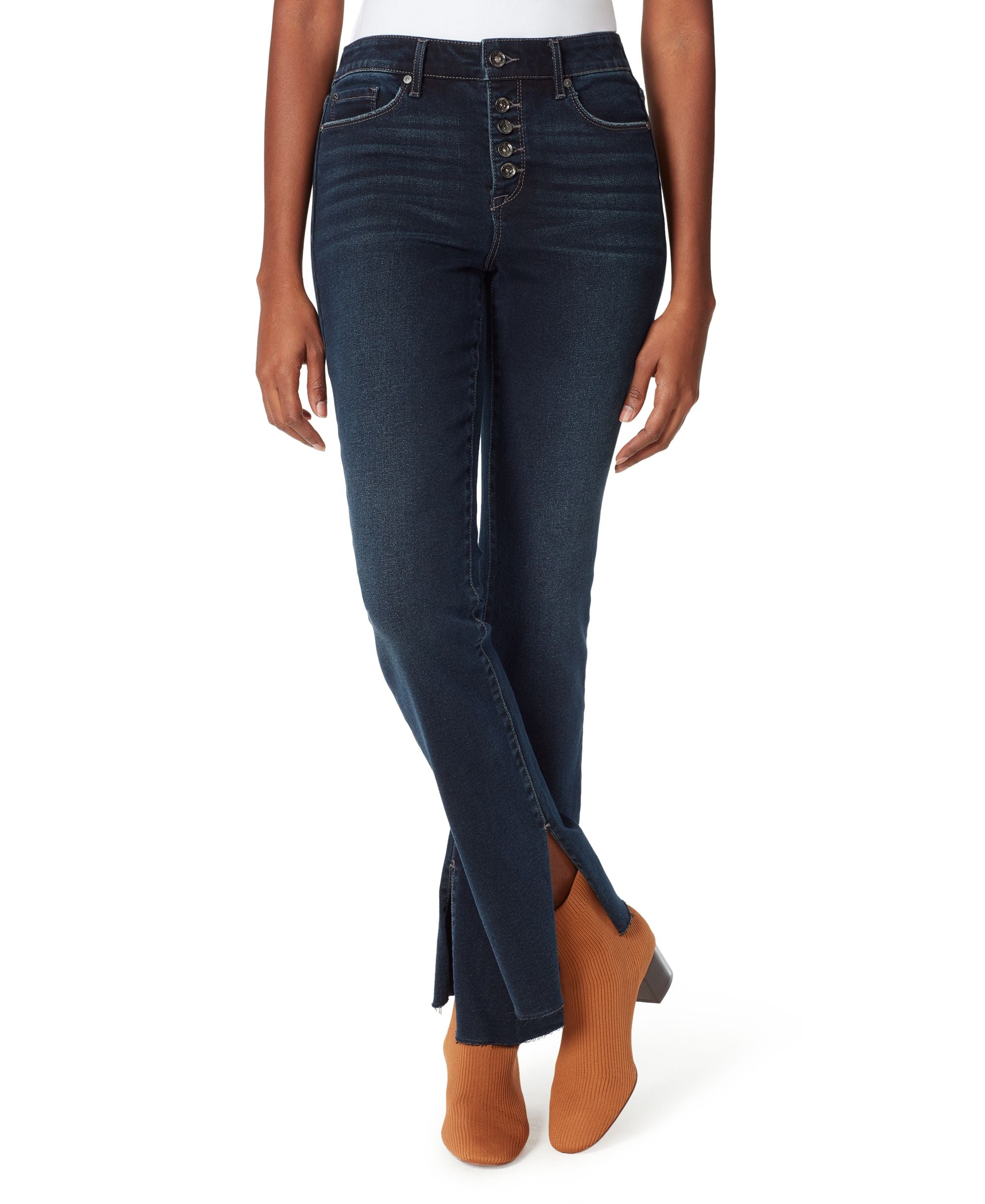 Anne Klein Denim Sport Womens Bootcut With Inside Slit Jeans