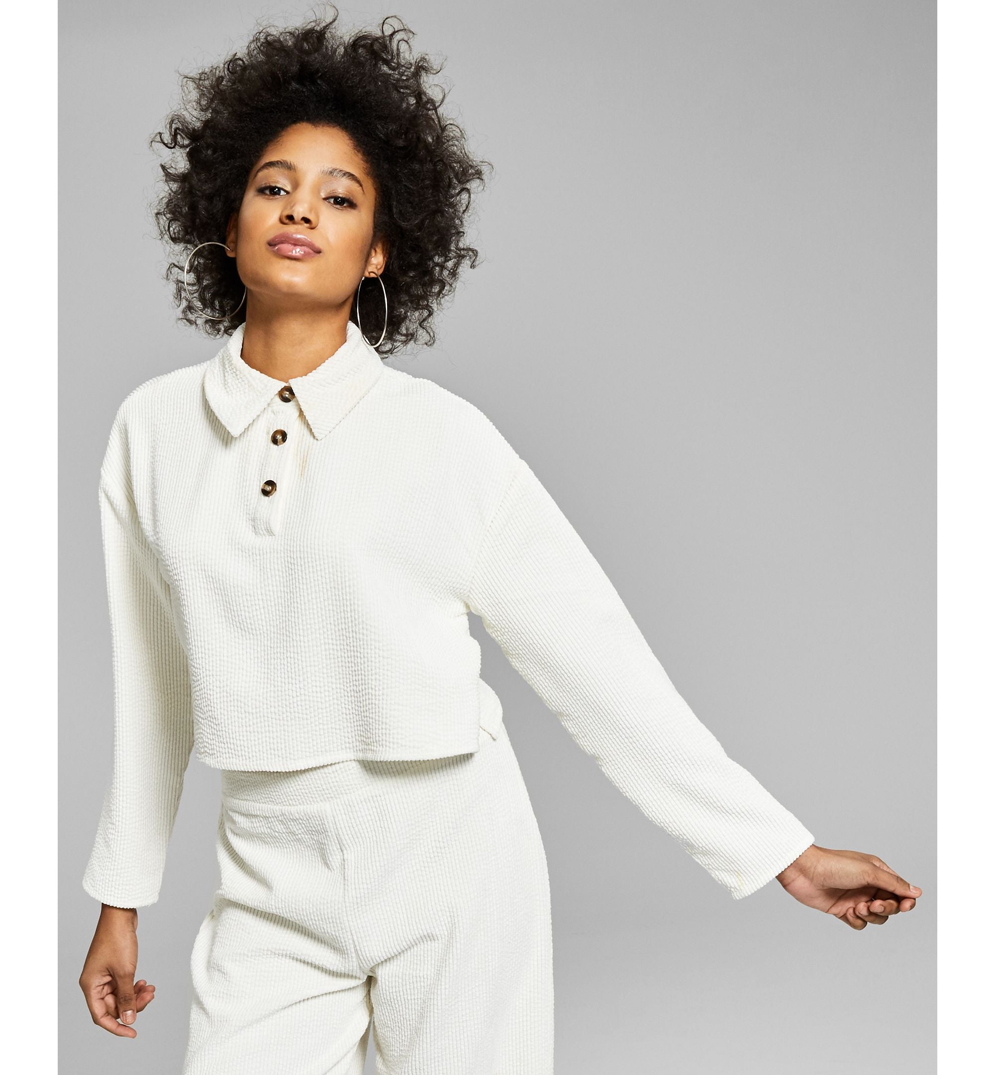 Now This Dropped Shoulder Corduroy Top