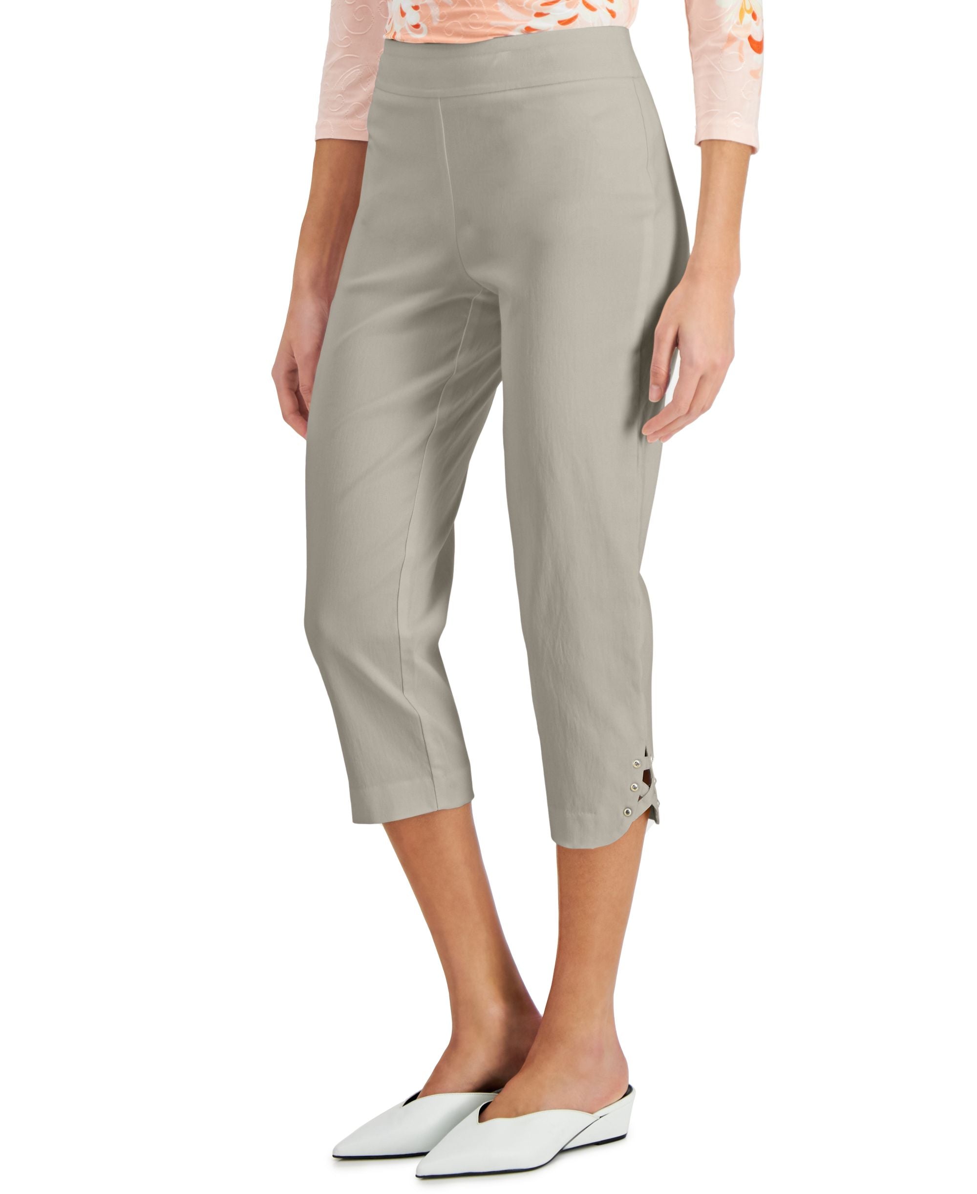 JM Collection Petite Crisscross Hem Capri Pants