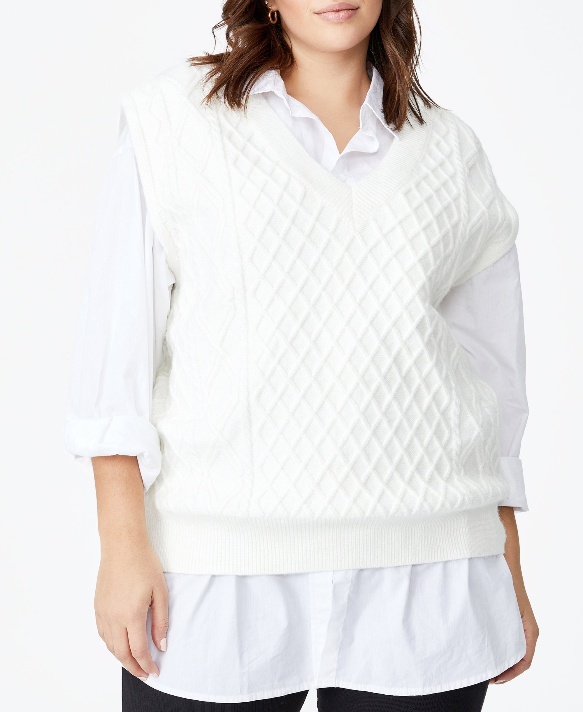 Trendy Plus Size Cable Tunic Vest