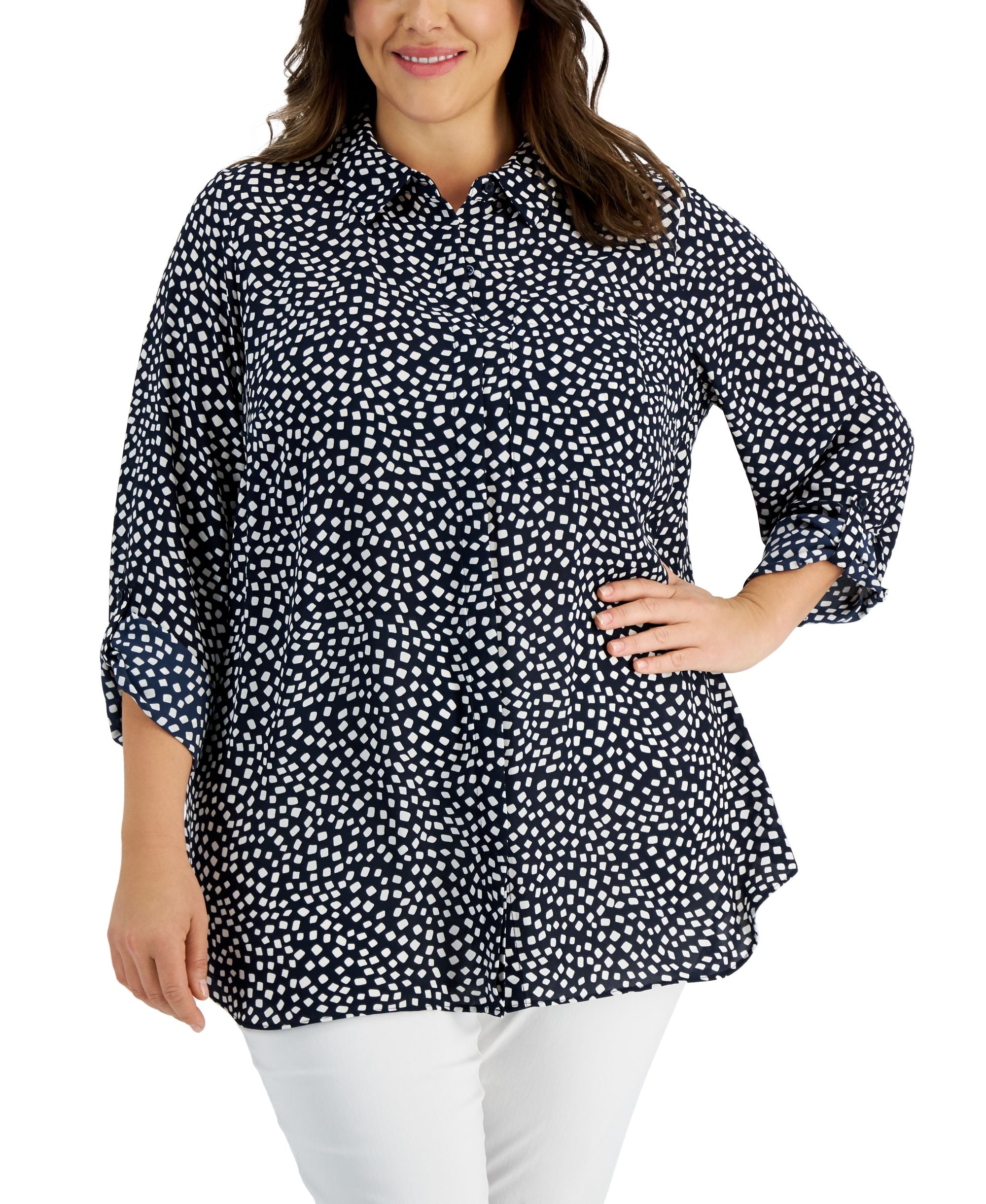 Alfani Plus Size Printed Utility Tunic