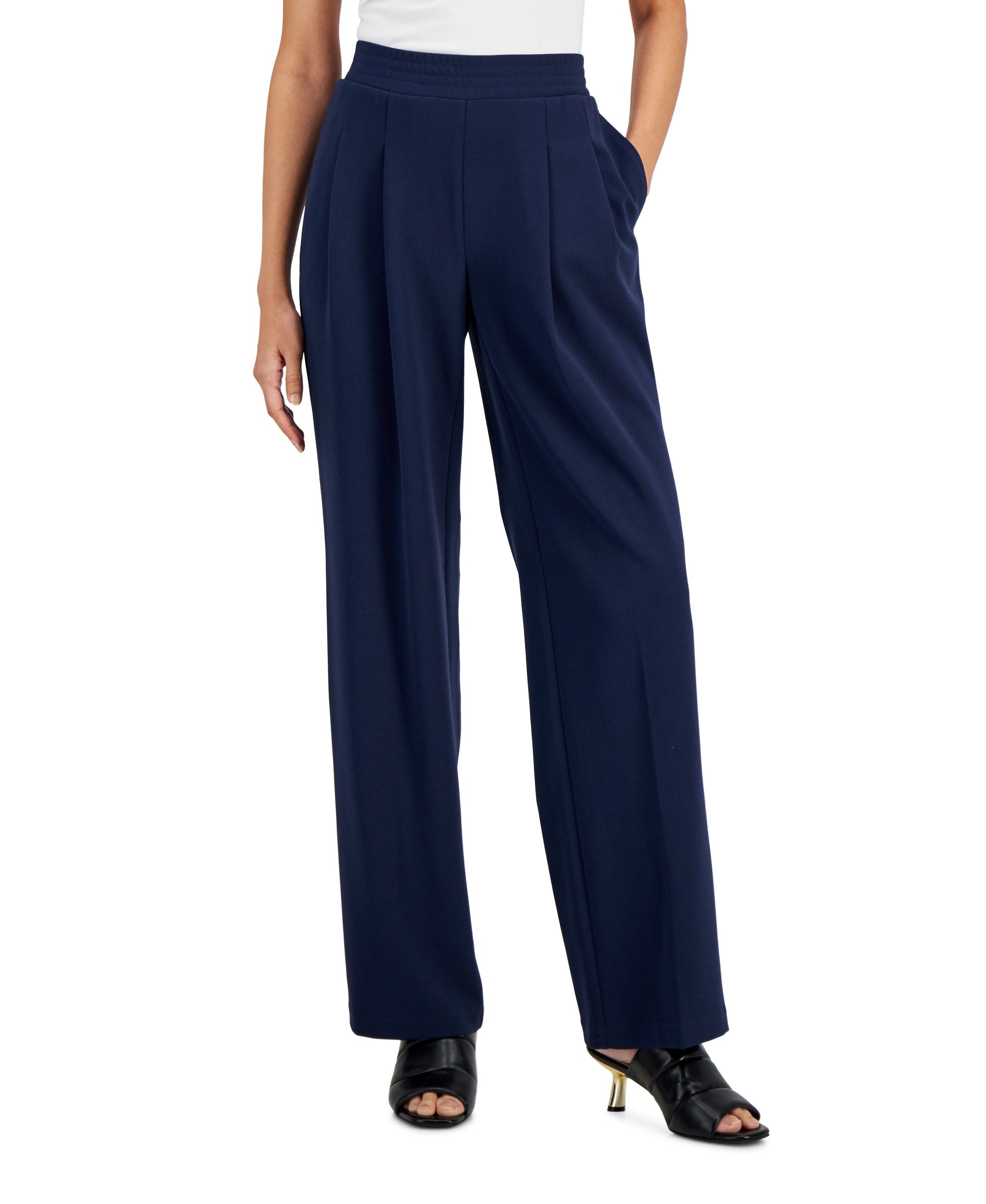 Alfani Pleated Wide Leg Pull On Pants