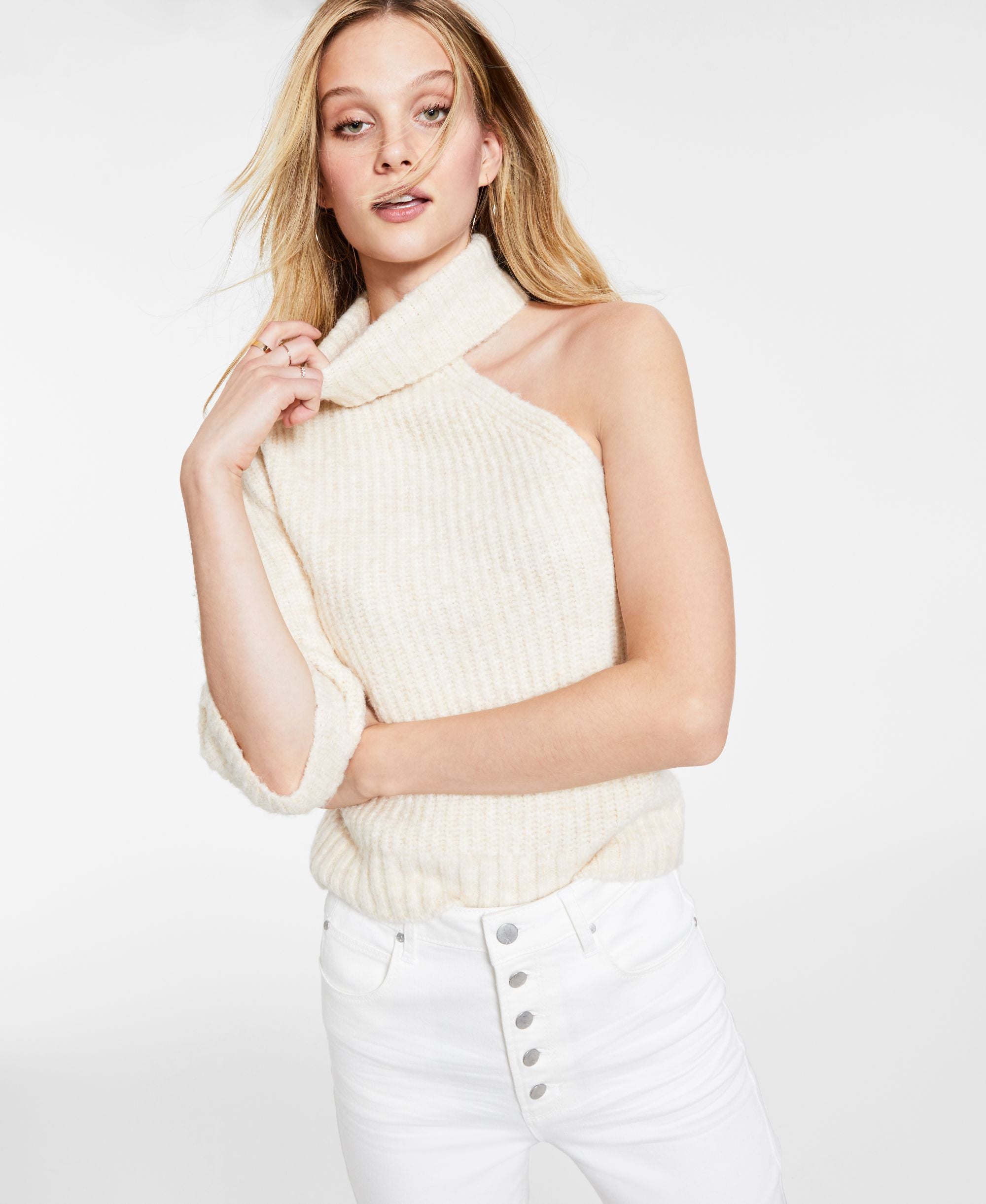 One-Sleeve Turtleneck Sweater