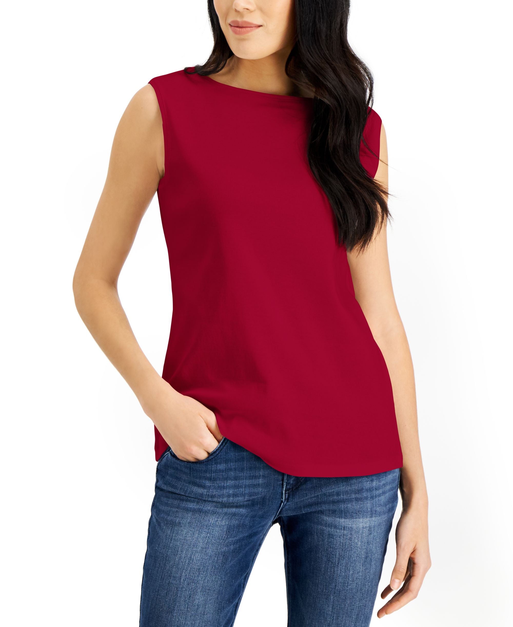 Karen Scott Petite Boat Neck Tank Top