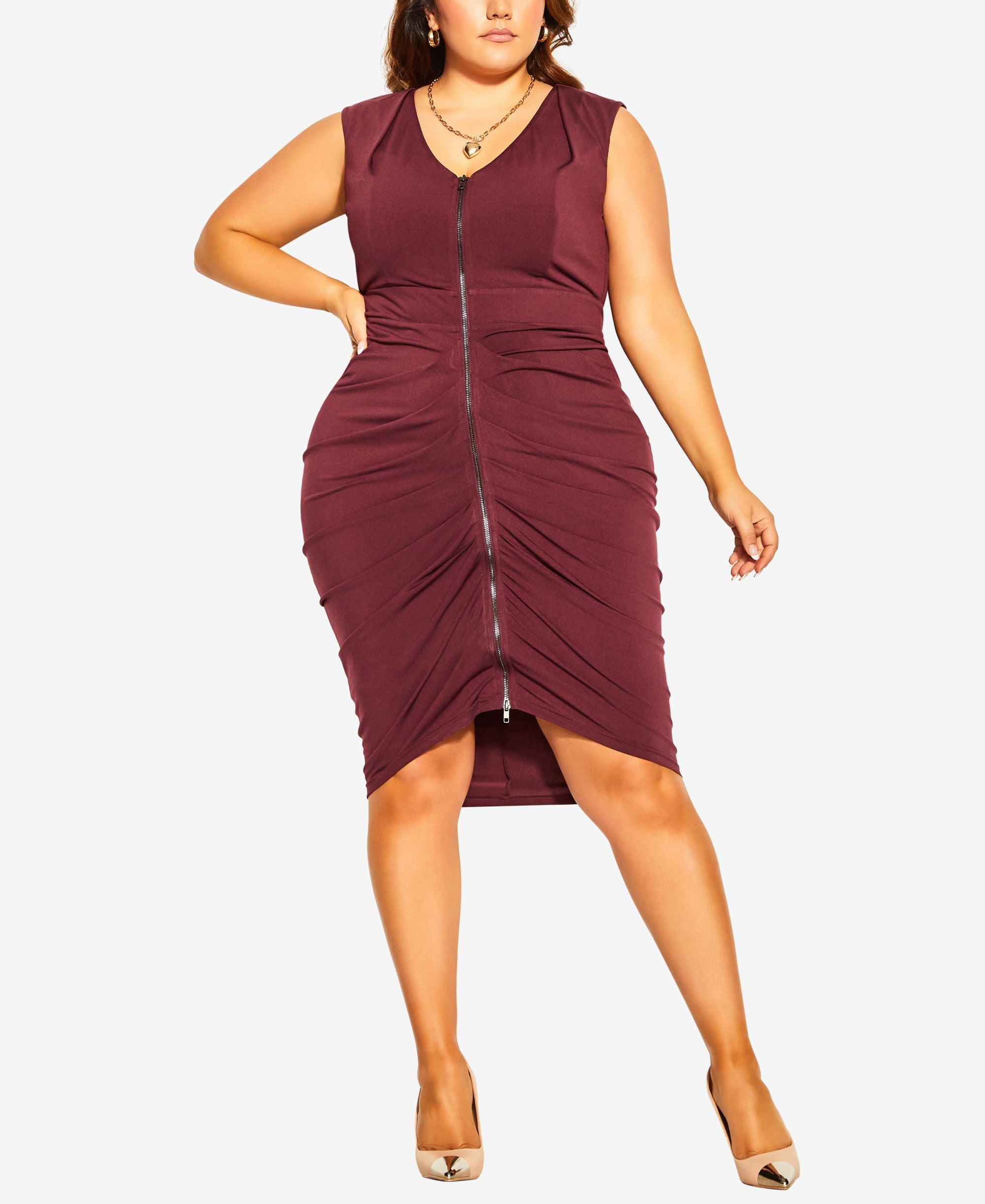 City Chic Trendy Plus Size Sexy Drape Midi Dress