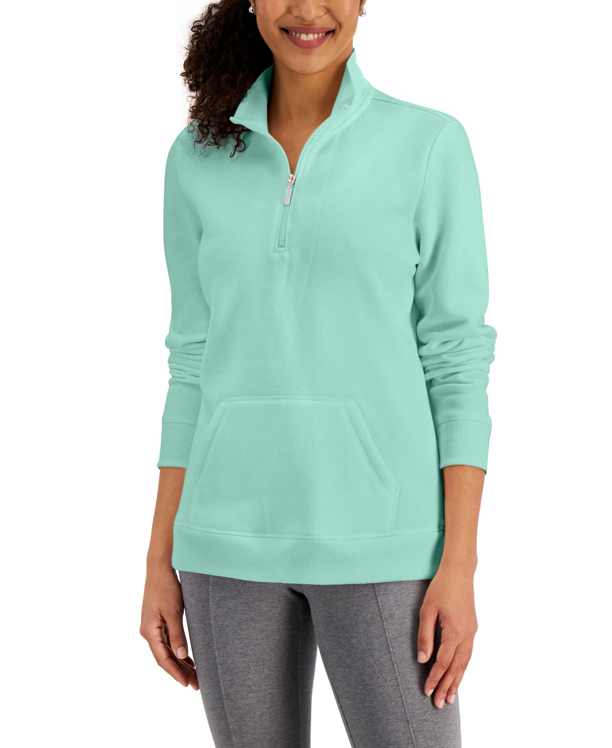 Karen Scott Fleece Quarter Zip Pullover