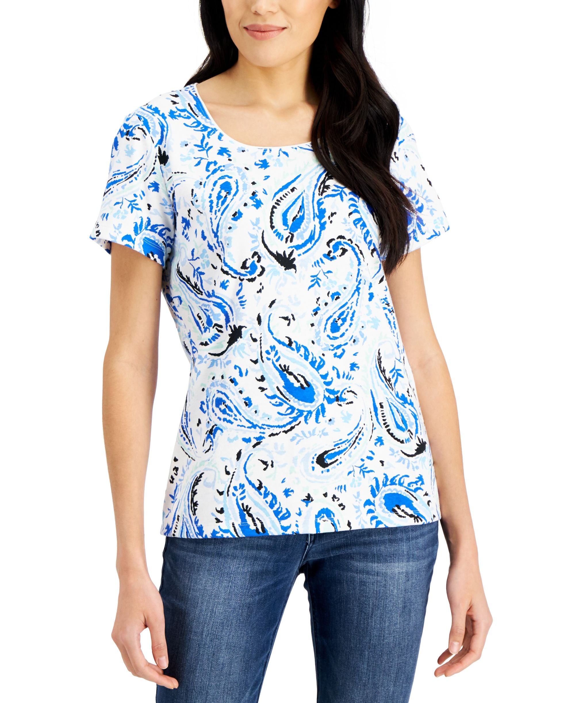 Karen Scott Jane Paisley Print Top