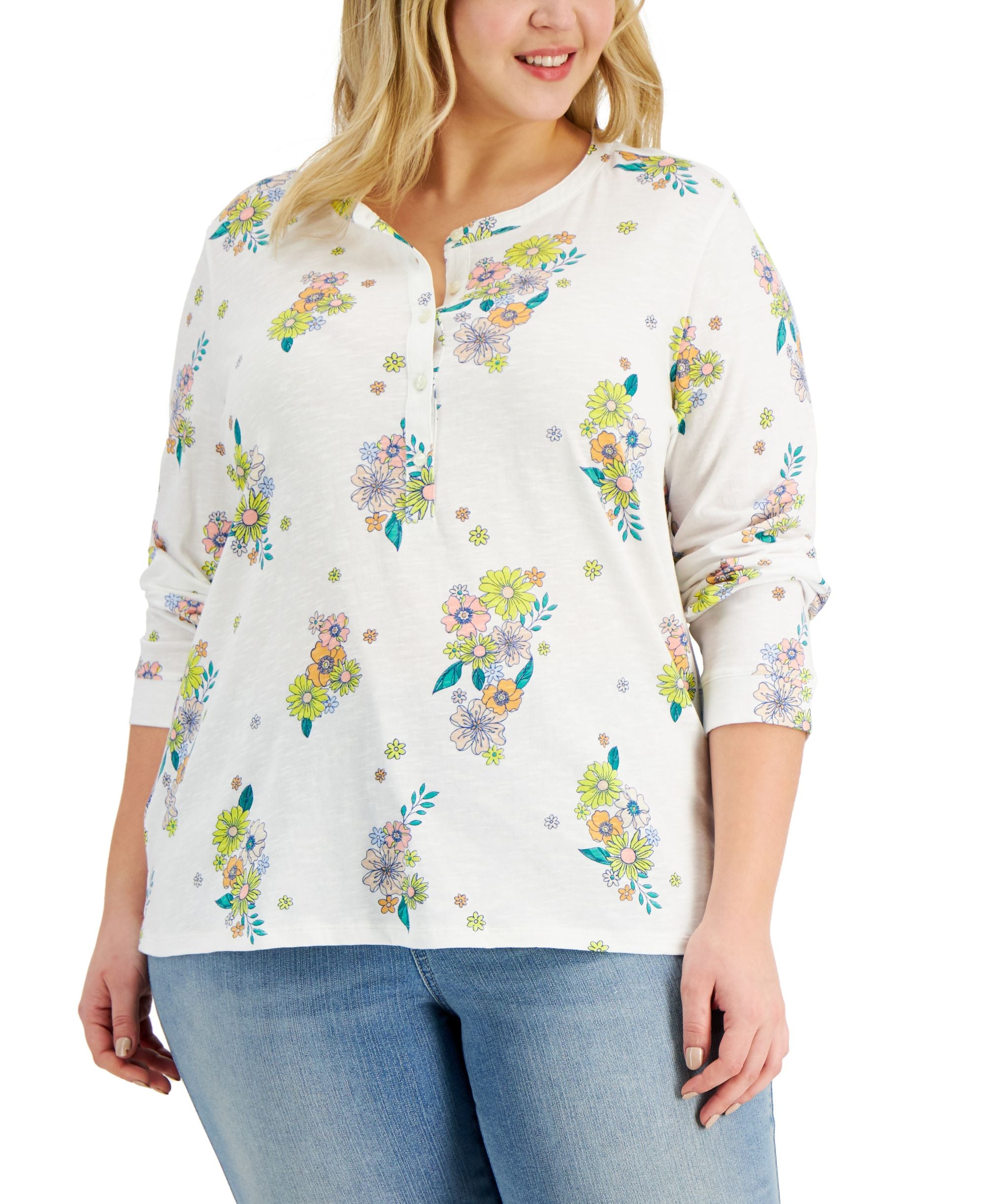 Style & Co Plus Size Knit Henley Top