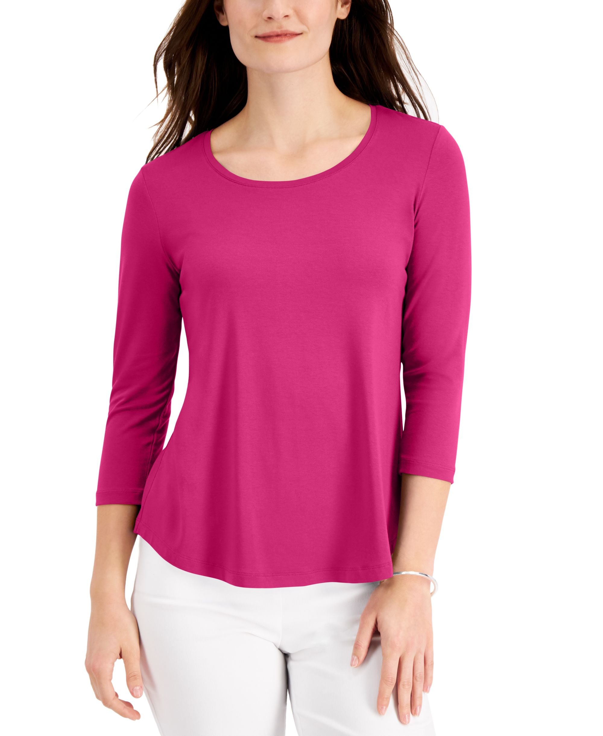 JM Collection 3/4 Sleeve Swing Top