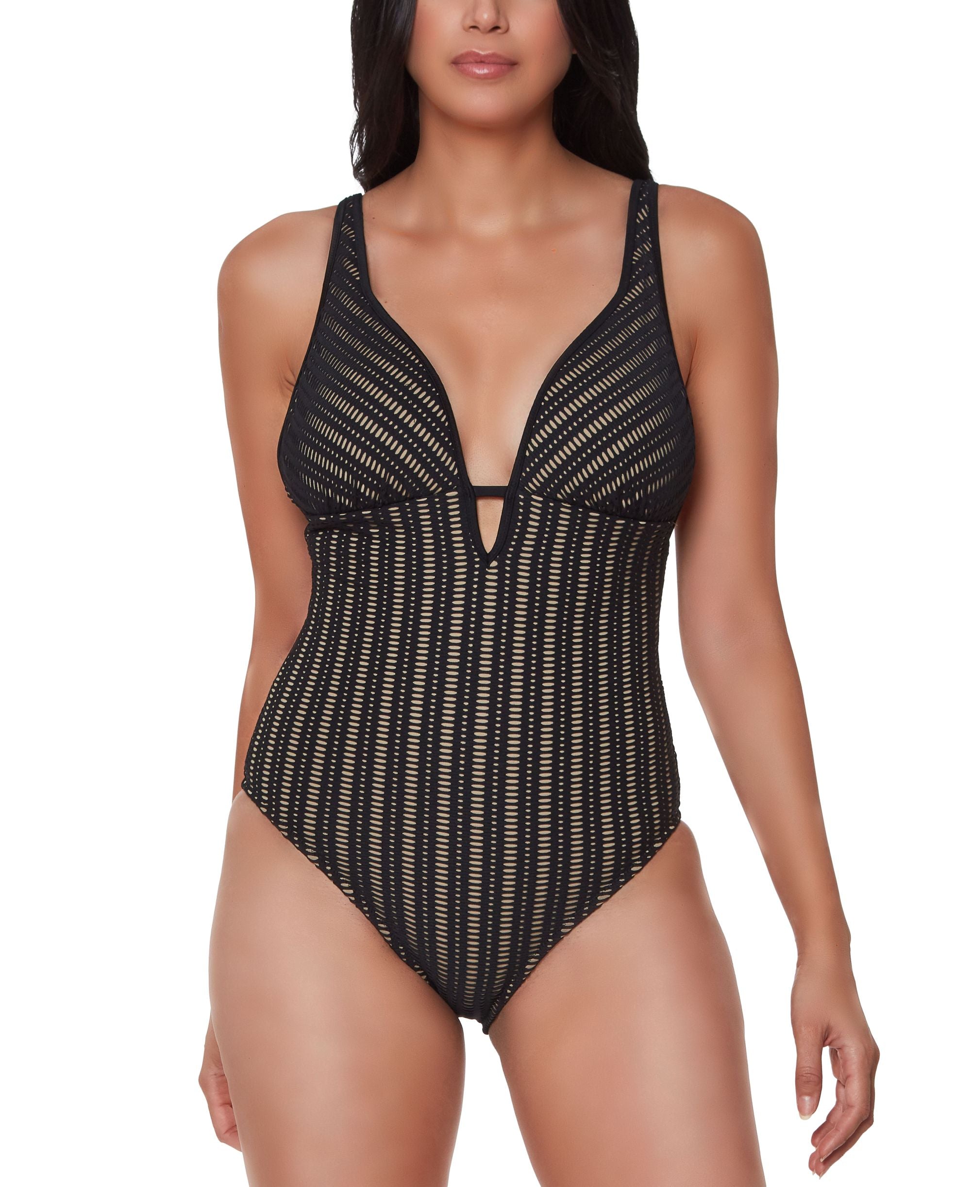 Plunging Crochet One-Piece Swimsuit