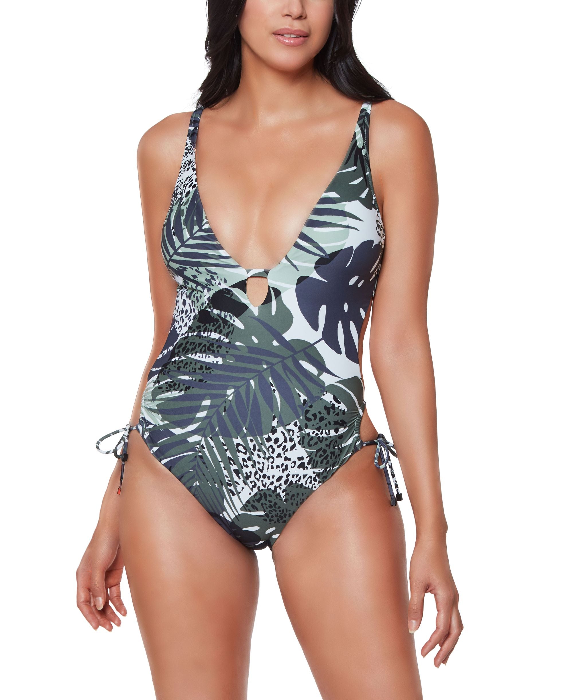 Printed Side-Tie One-Piece Swimsuit