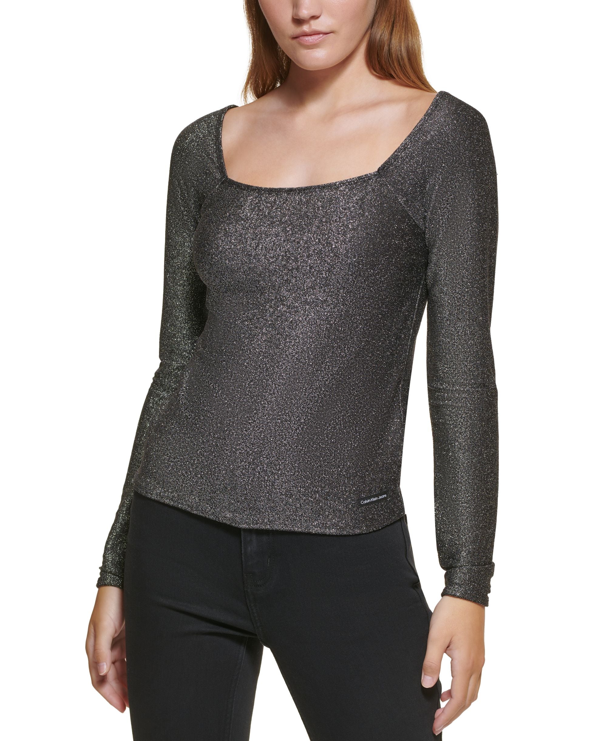 Calvin Klein Jeans Square-Neck Shimmer Top