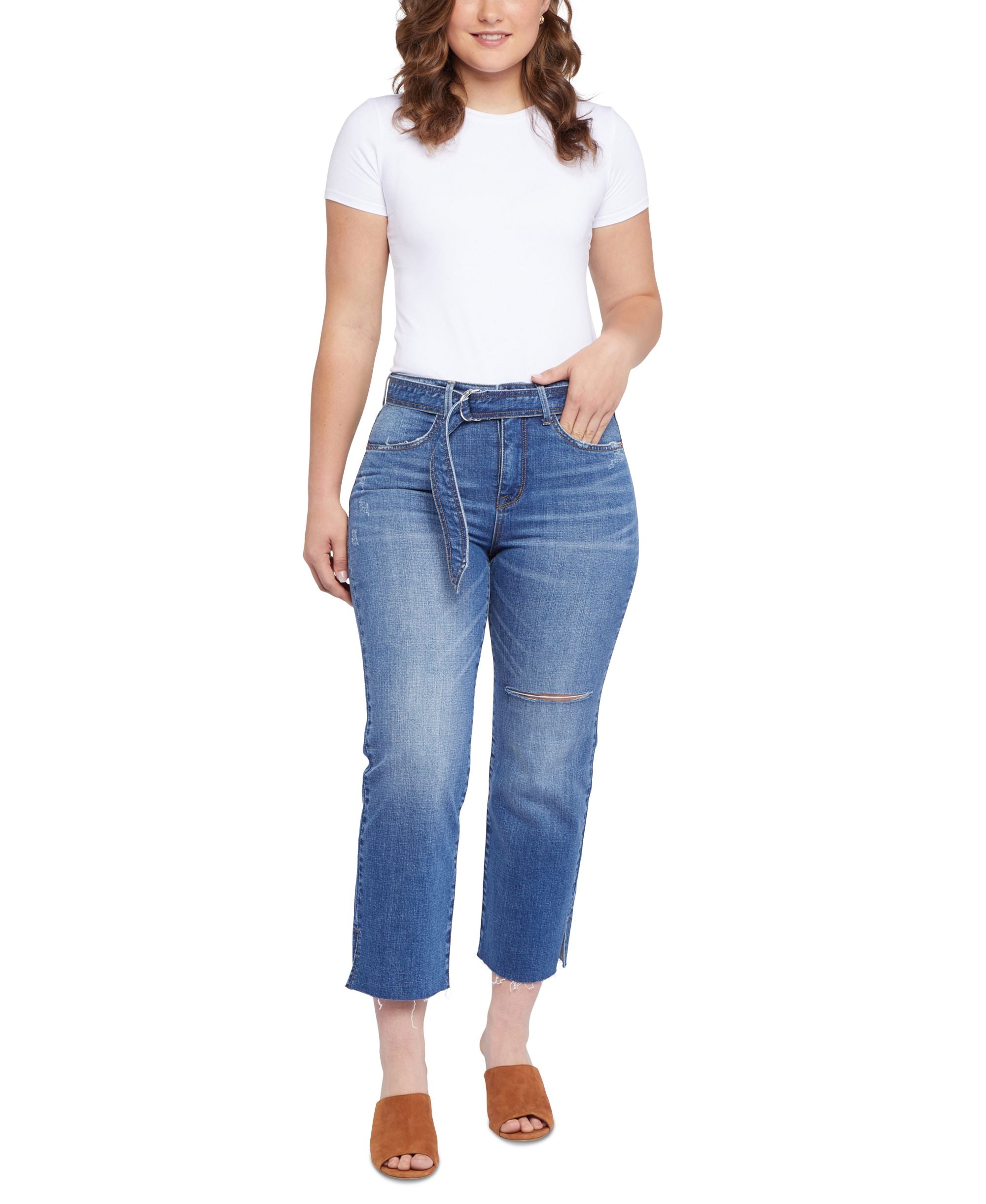 Seven7 Freedom Belted Straight Leg Ankle Jeans