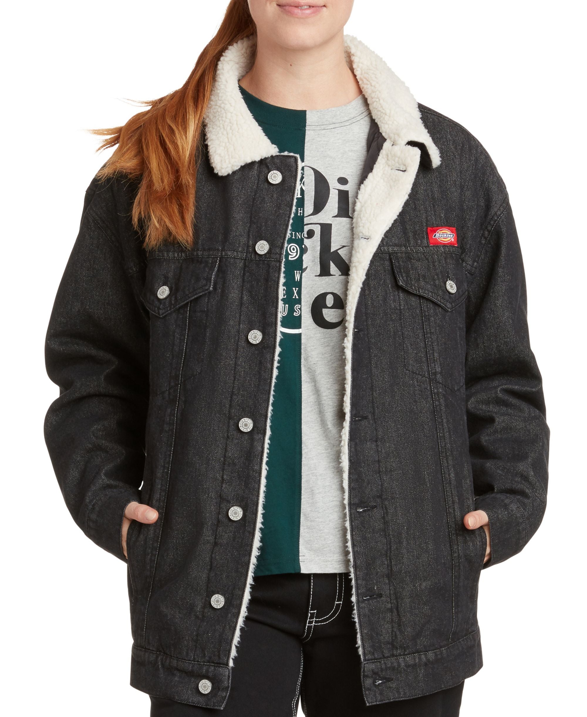 Dickies Juniors Oversized Fleece Lined Denim Jacket