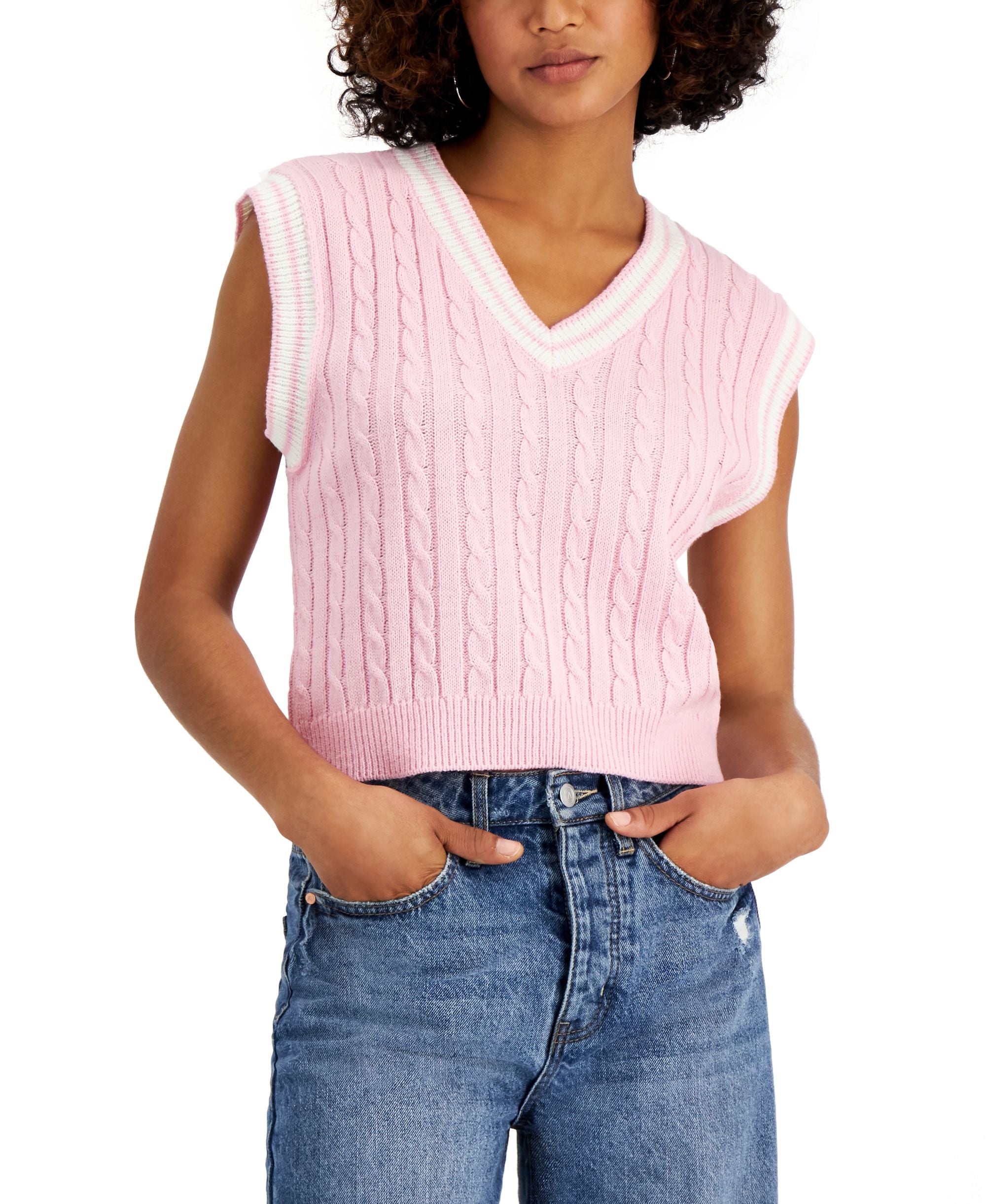 Sugar Moon Juniors' Cable-Knit Sweater Vest