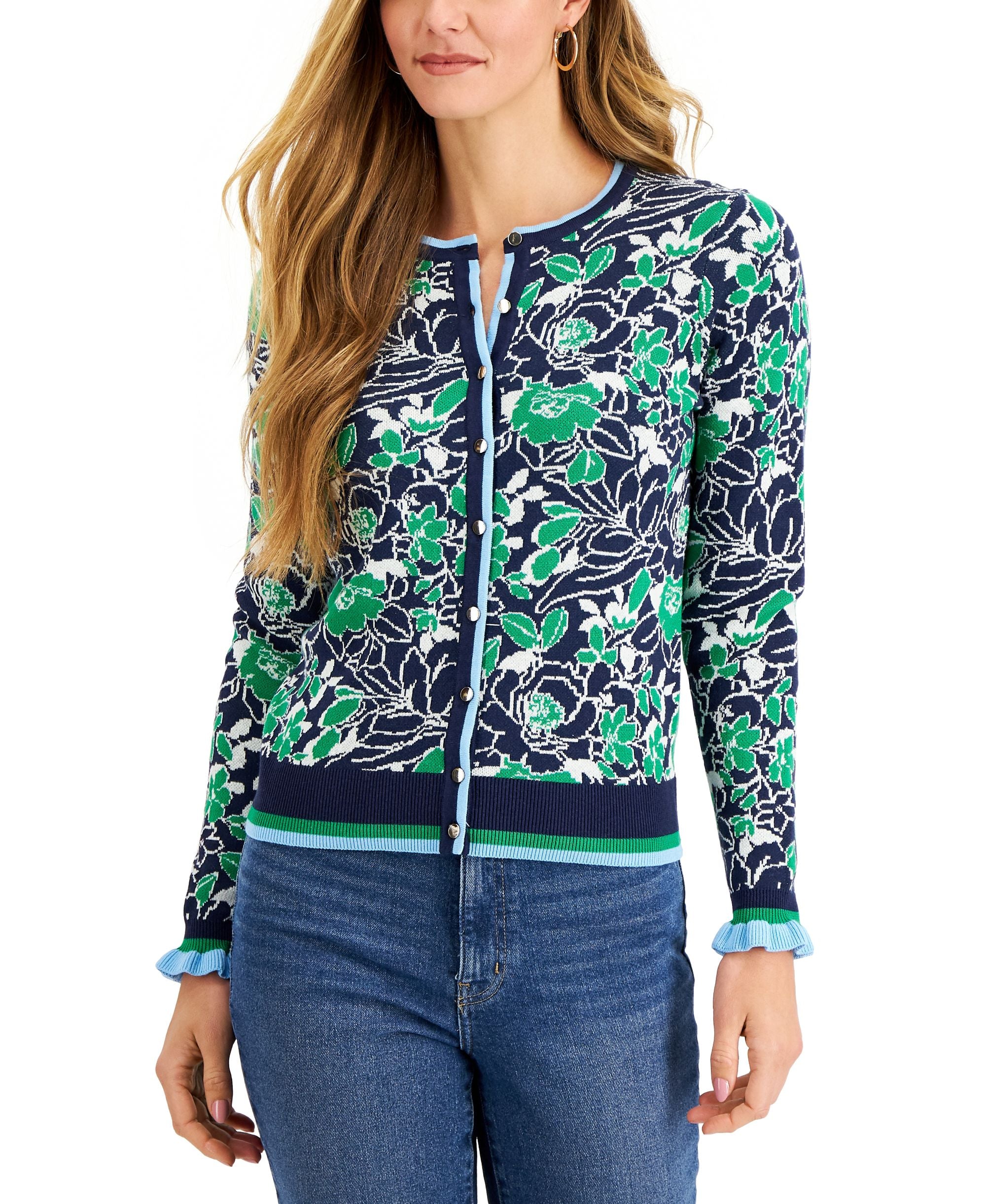 Floral-Print Cardigan