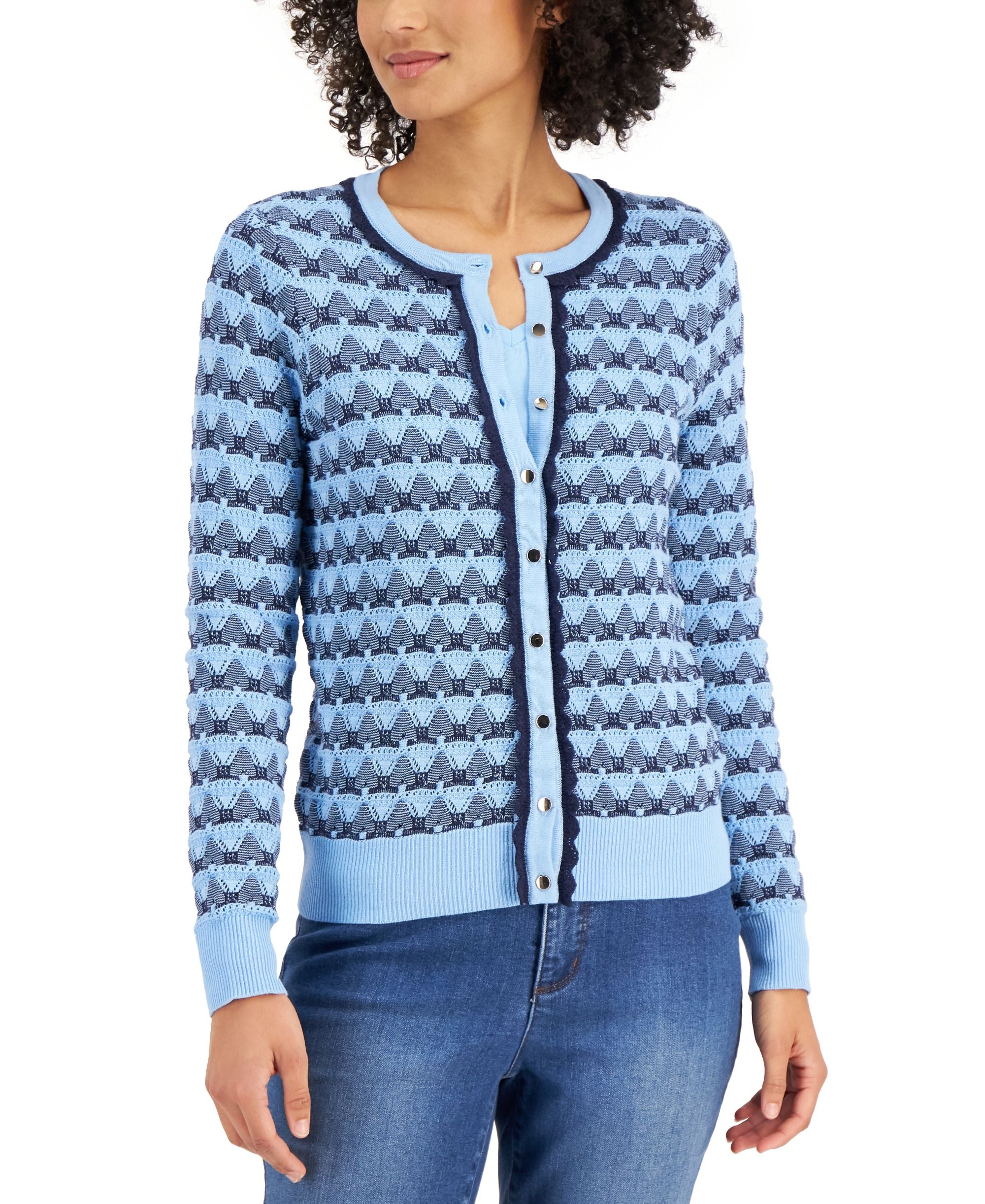 Charter Club Button Down Two Tone Cardigan