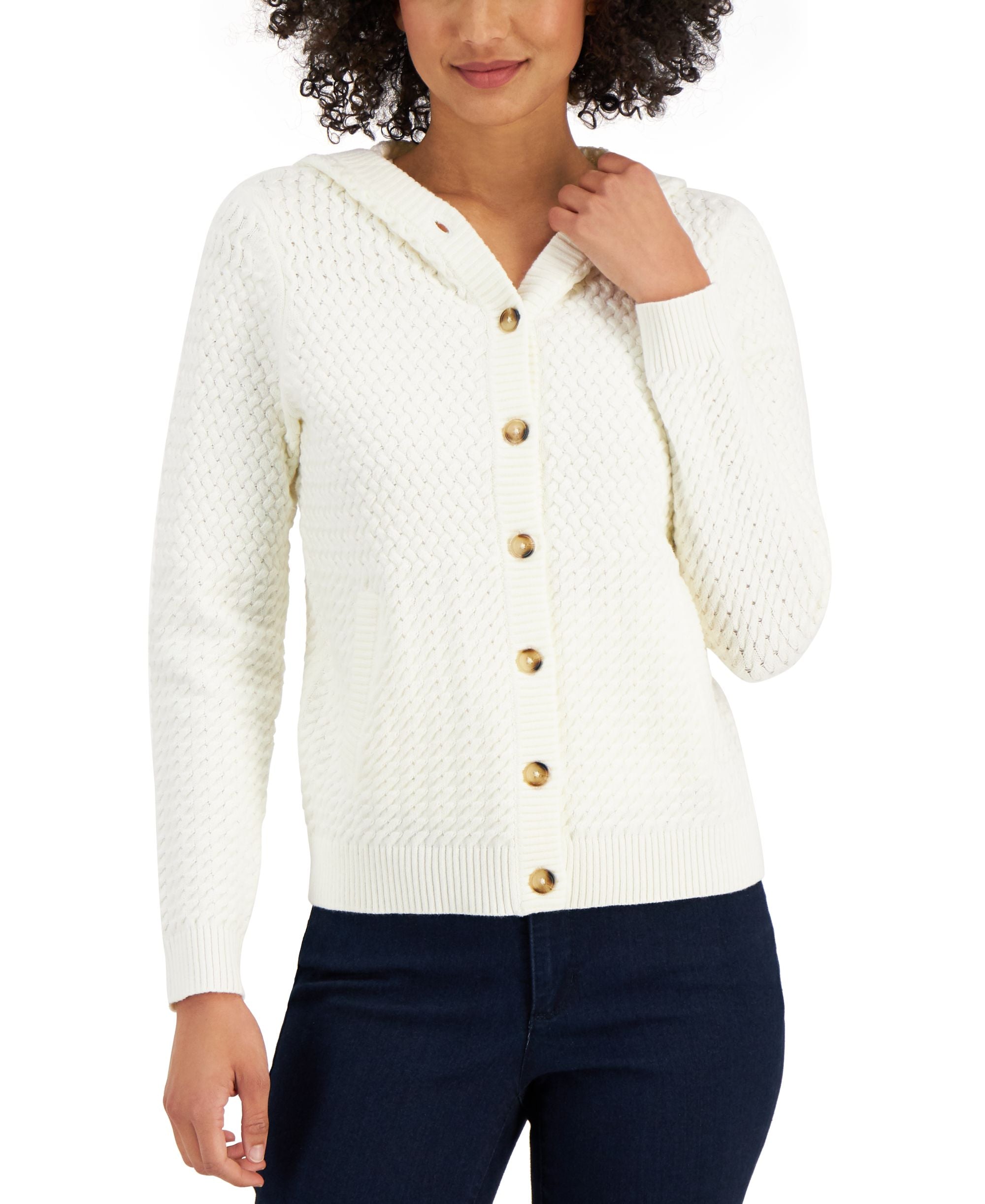 Charter Club Mixed Stitch Knit Hoodie