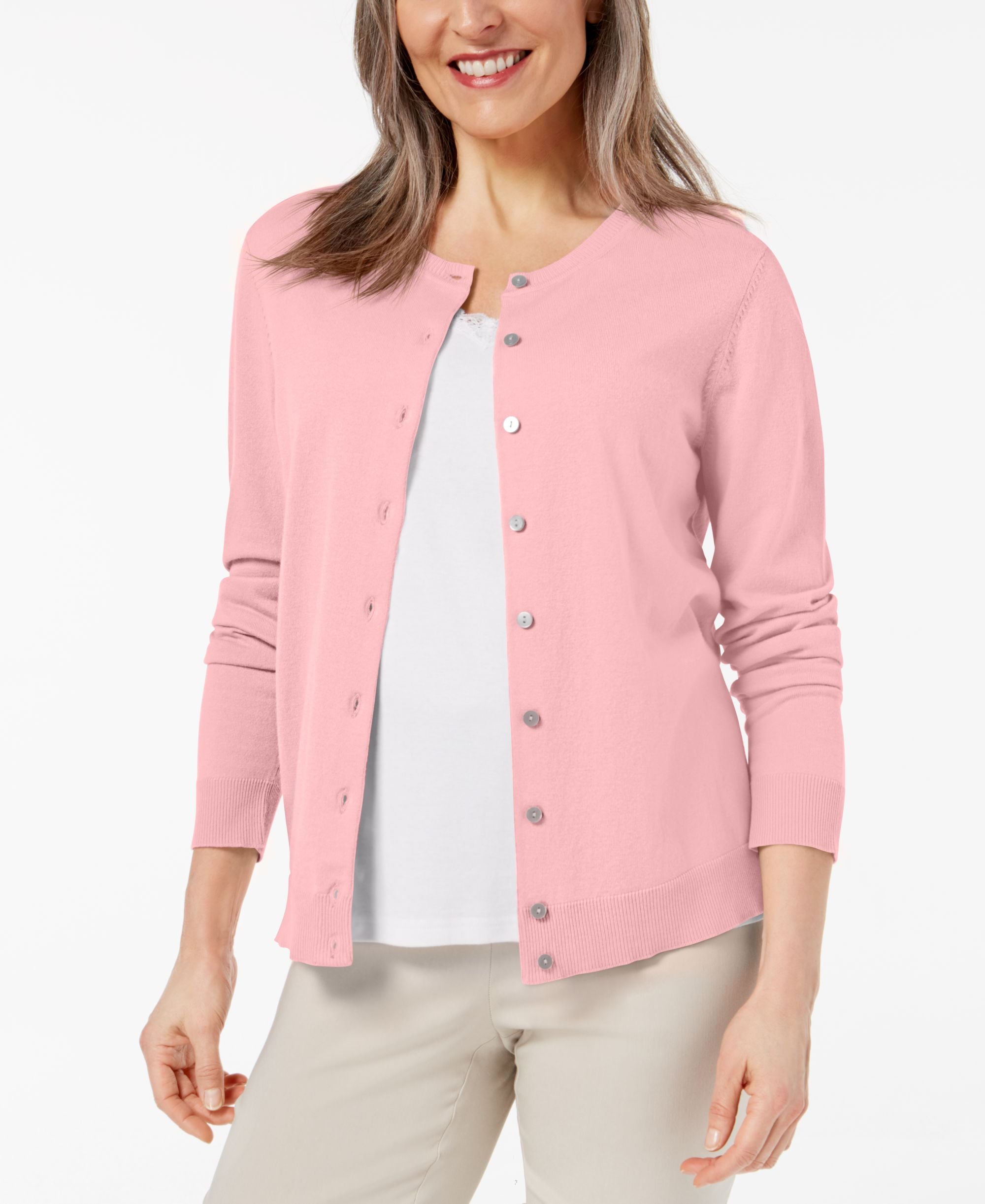 Karen Scott Crew Neck Cardigan