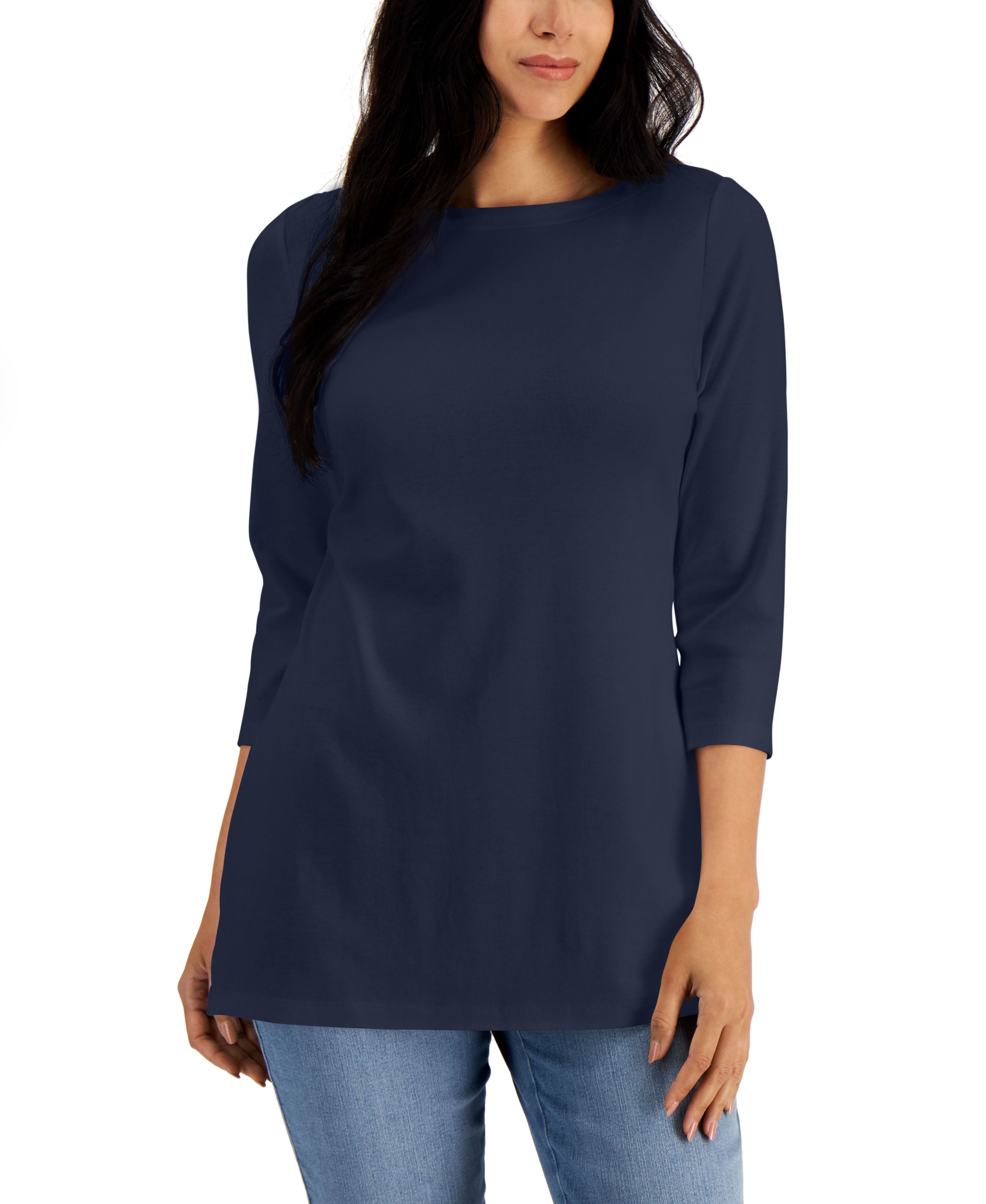 Boat-Neck 3/4-Sleeve Top