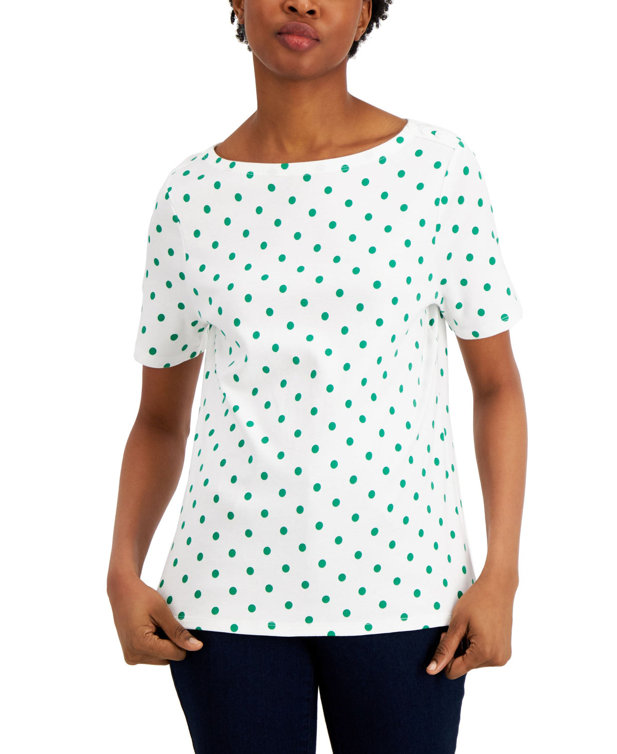 Charter Club Cotton Dot Print Top