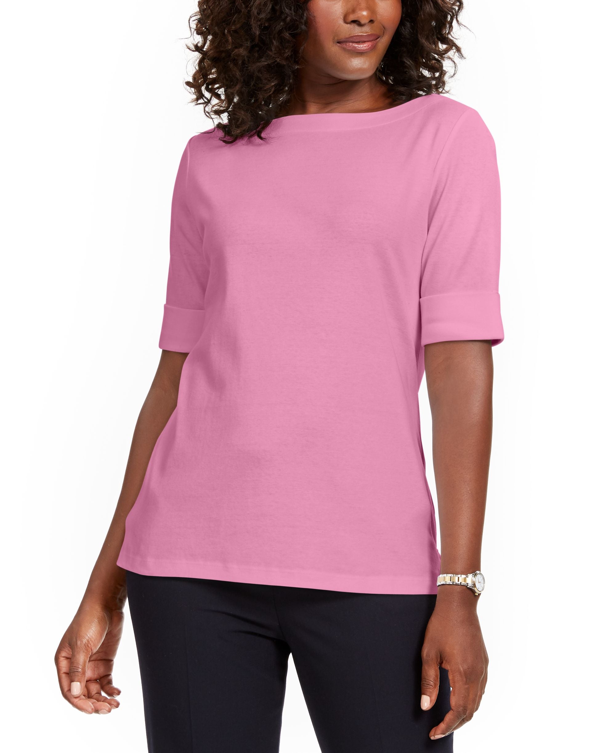 Petite Cotton Elbow-Sleeve T-Shirt