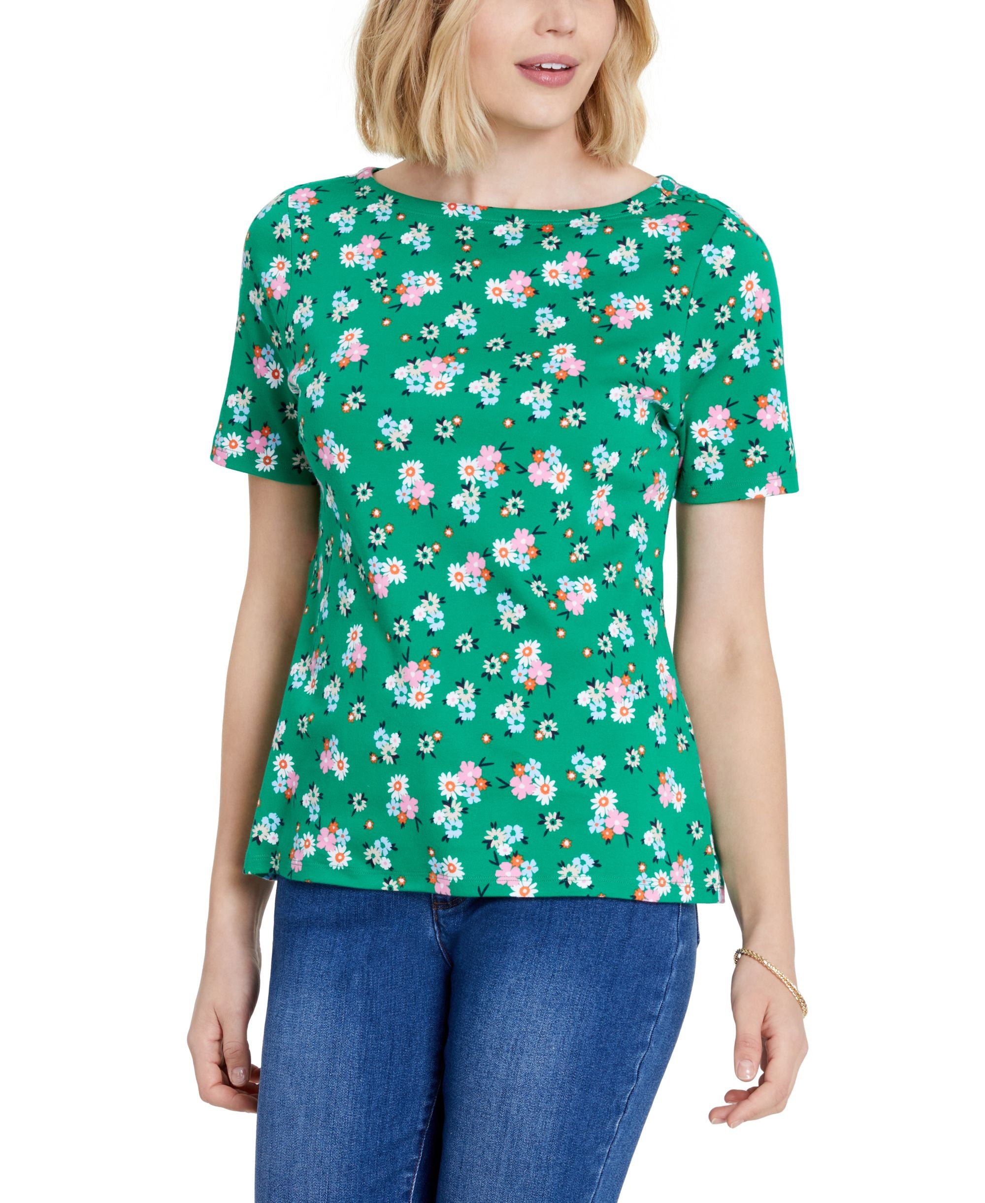 Charter Club Cotton Floral Print T-Shirt