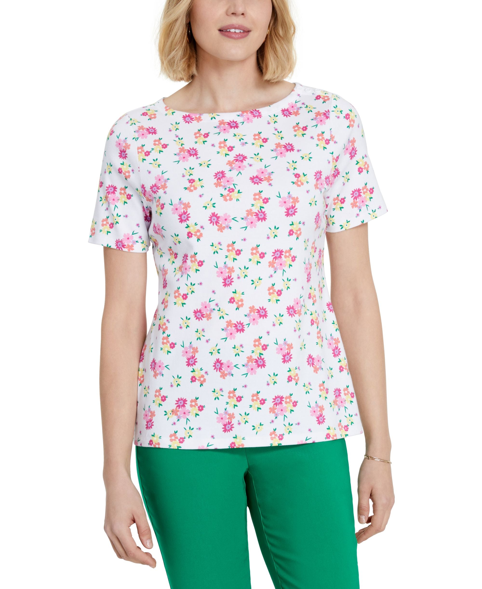 Charter Club Cotton Floral Print T-Shirt