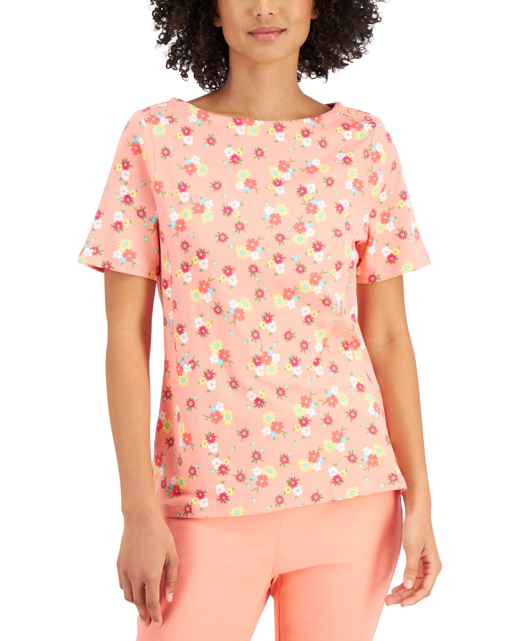 Charter Club Cotton Floral Print T-Shirt