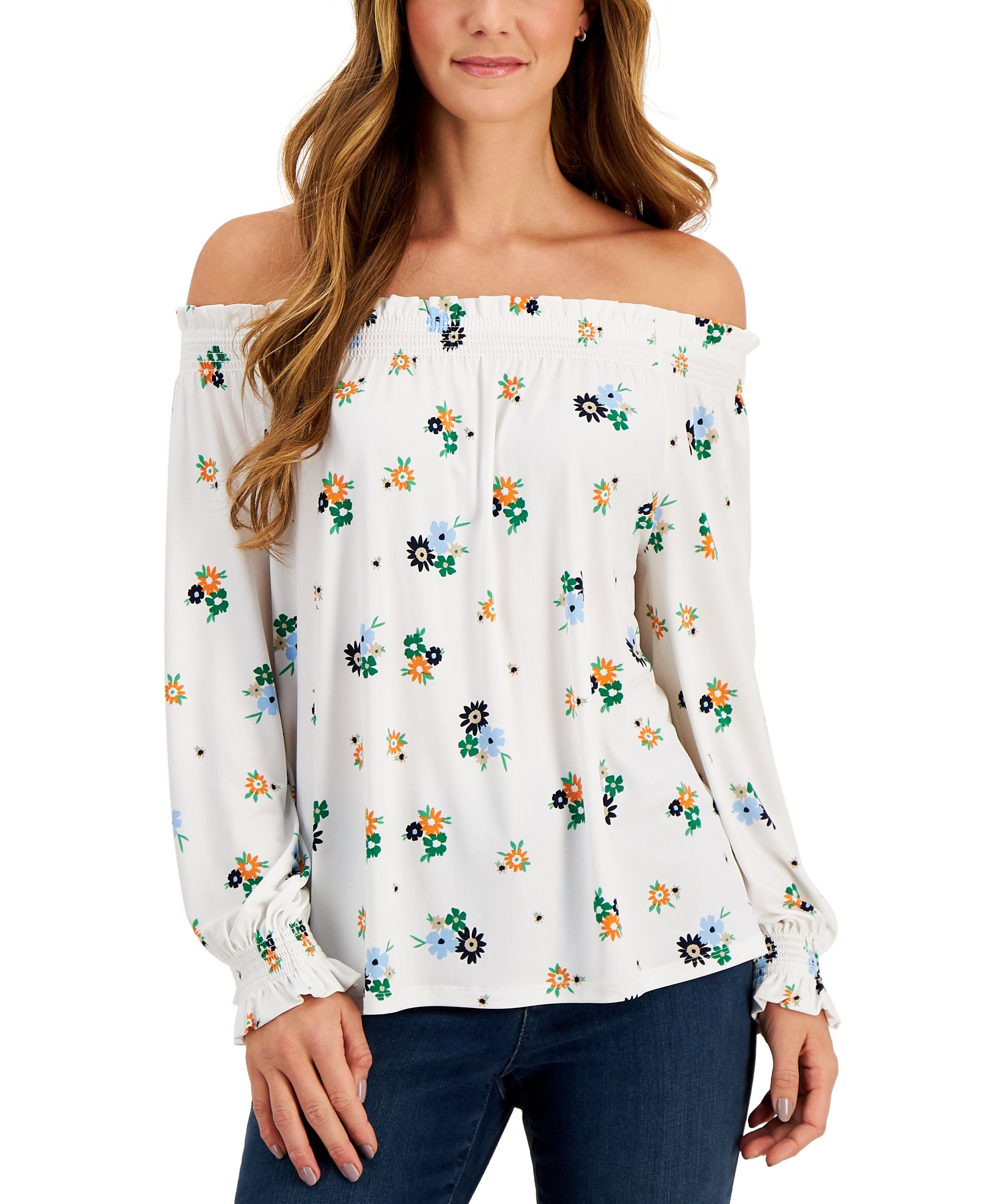 Charter Club Off-The-Shoulder Printed Top