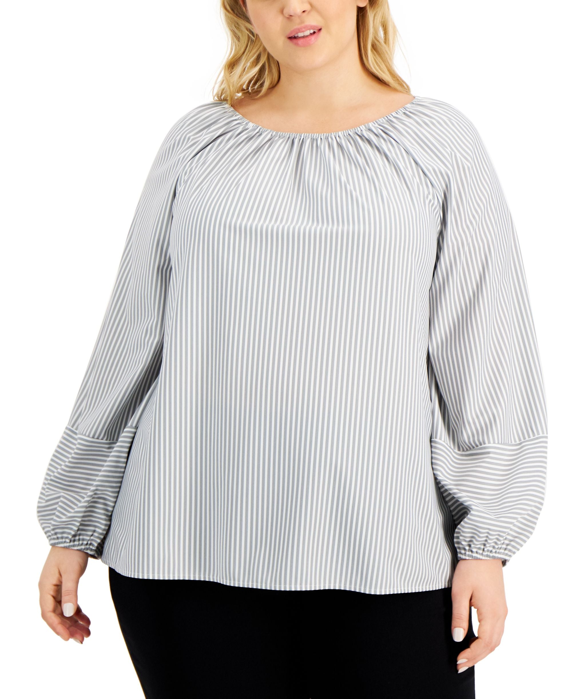 Alfani Plus Size Striped Convertible Top