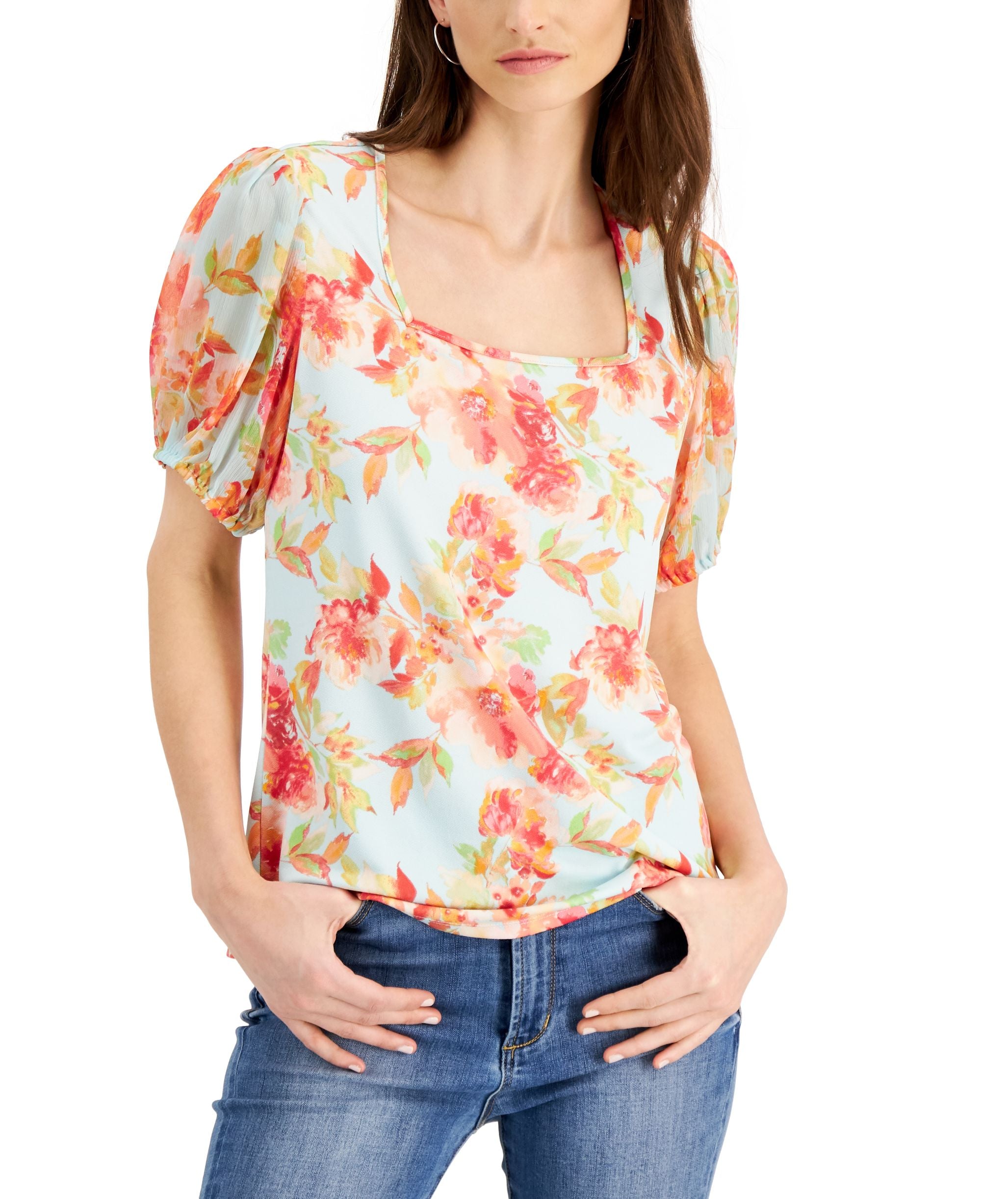 Willow Drive Square Neck Puff Sleeve Top