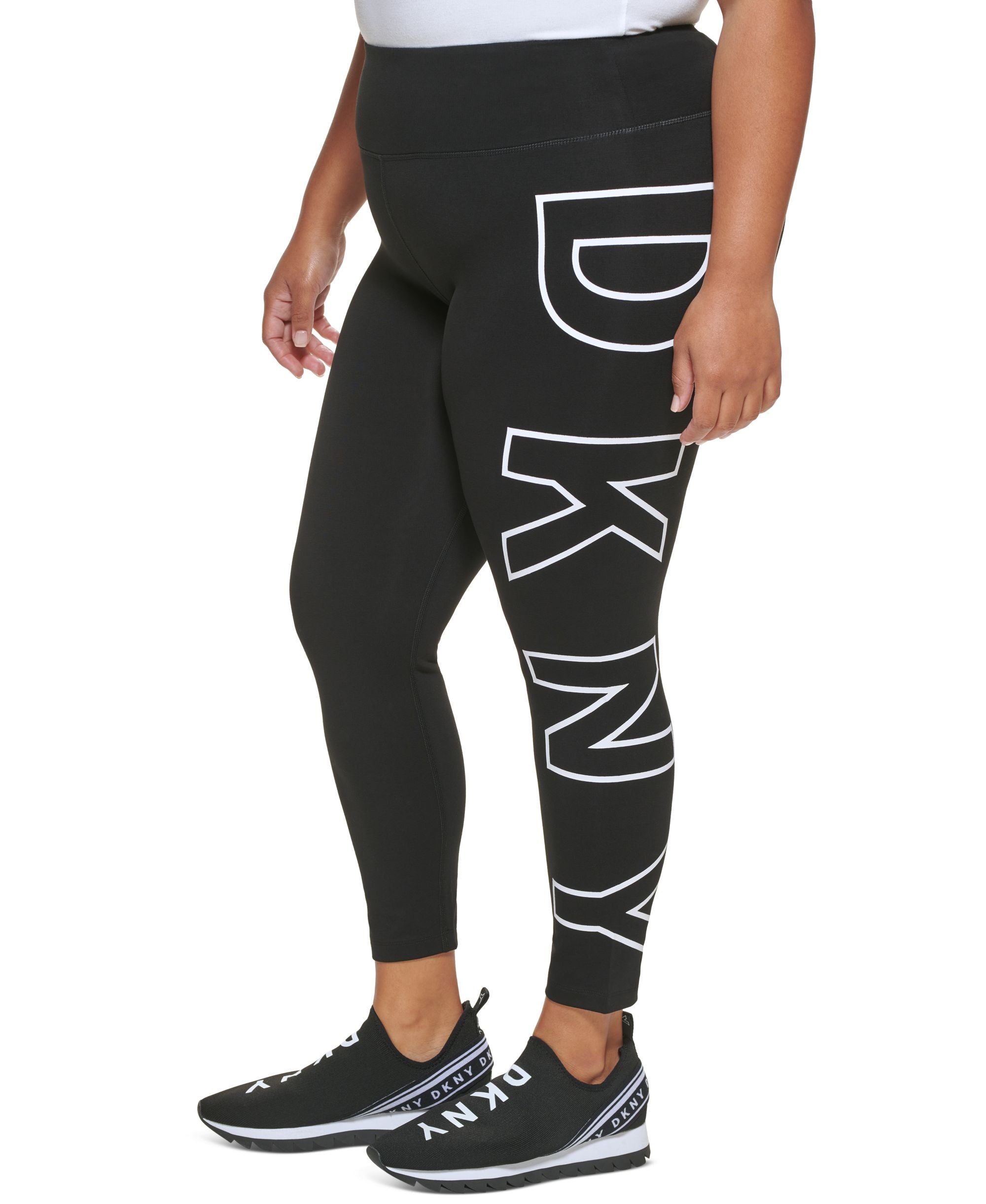 DKNY Sport Plus Size High Waisted 7/8 Exploded Logo Leggings
