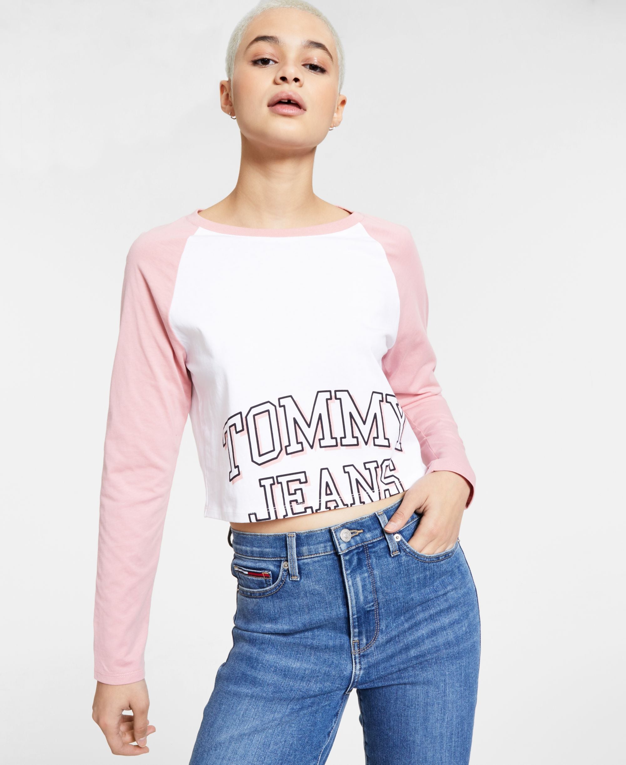 Tommy Jeans Cotton Cropped Colorblocked Logo T-Shirt
