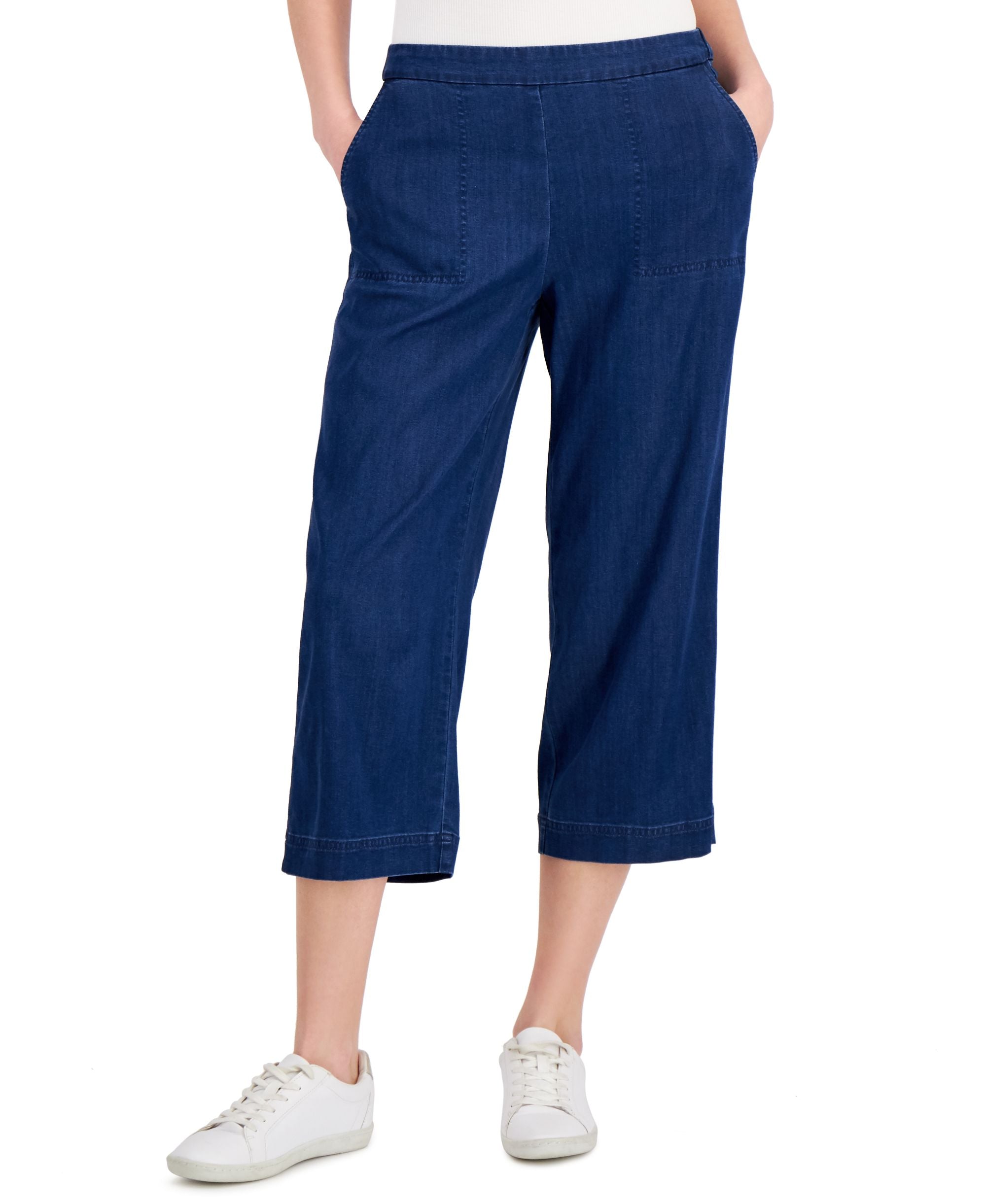 Charter Club Petite Wide Leg Denim Pants