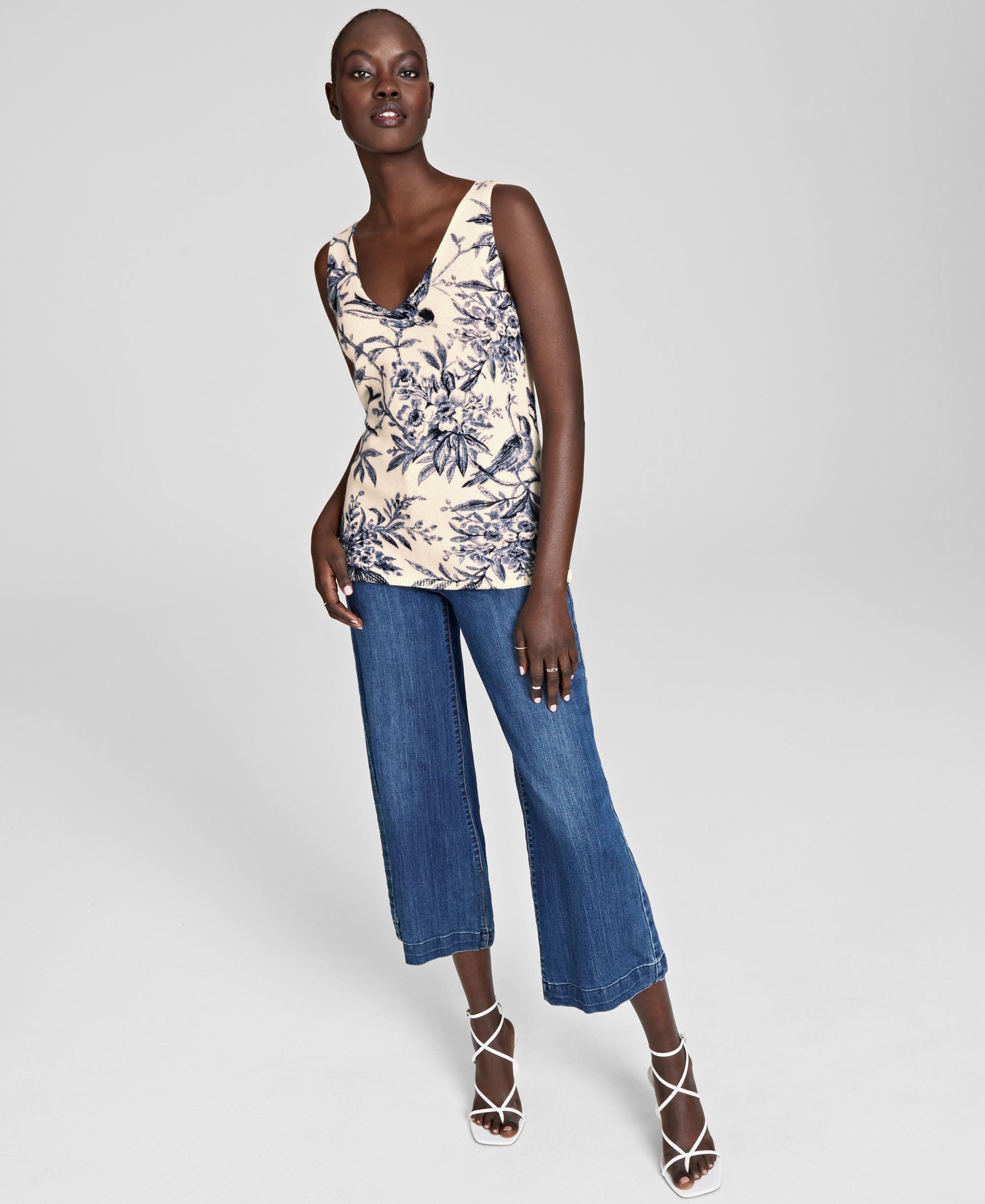 Charter Club Cashmere Printed Tank Top