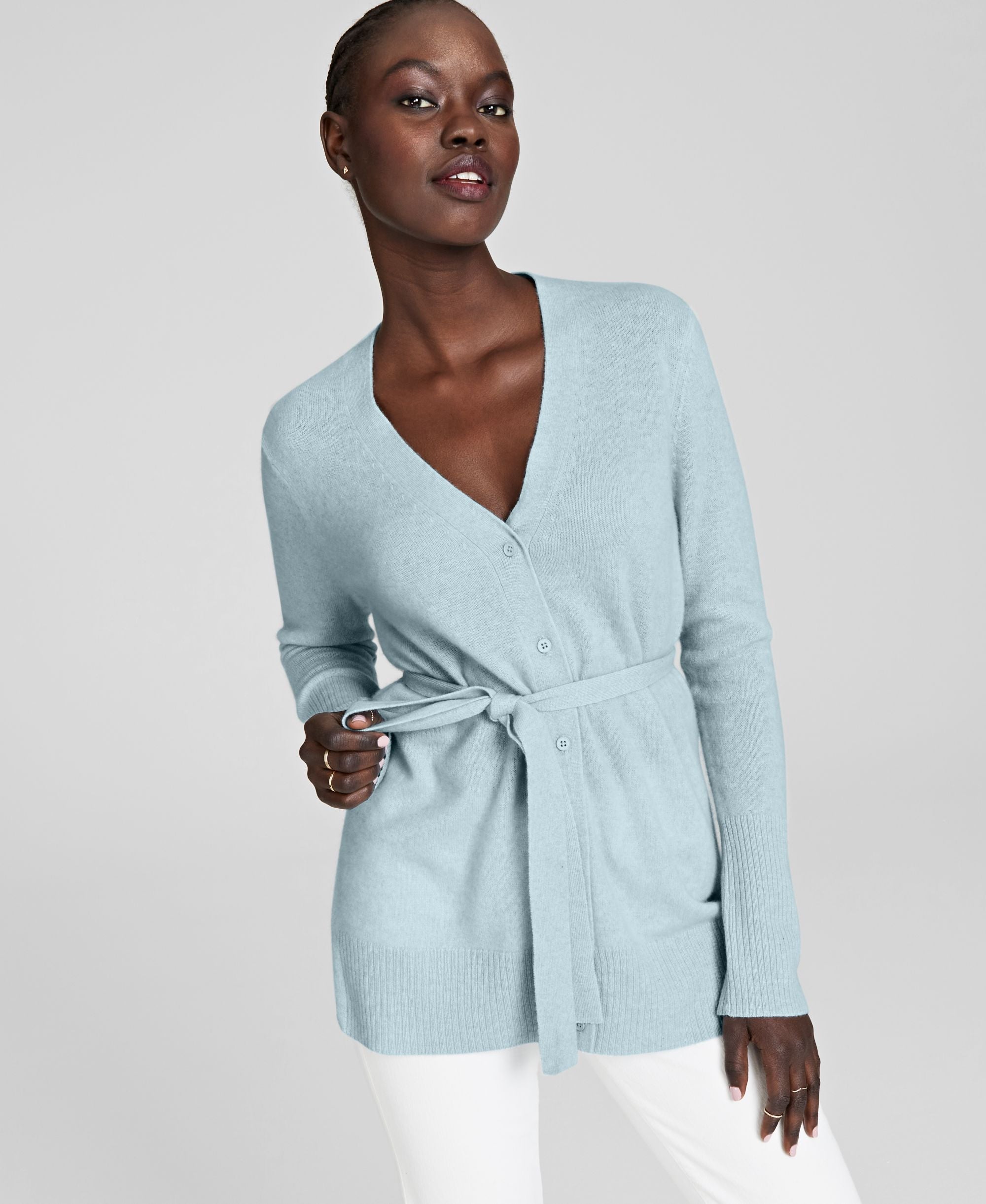 Charter Club Cashmere Tie Cardigan