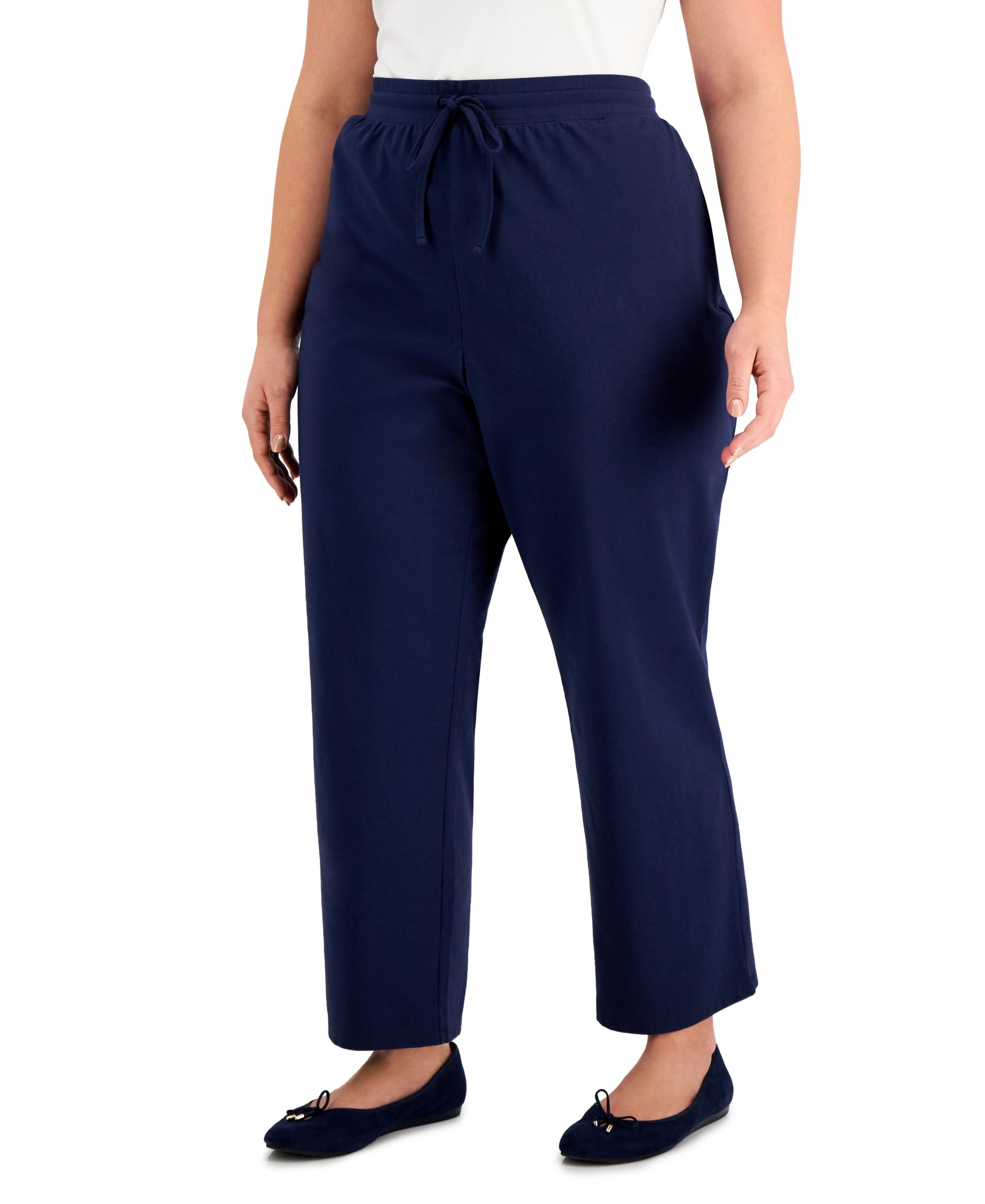 Karen Scott Plus Size Drawstring Ankle Length Pants