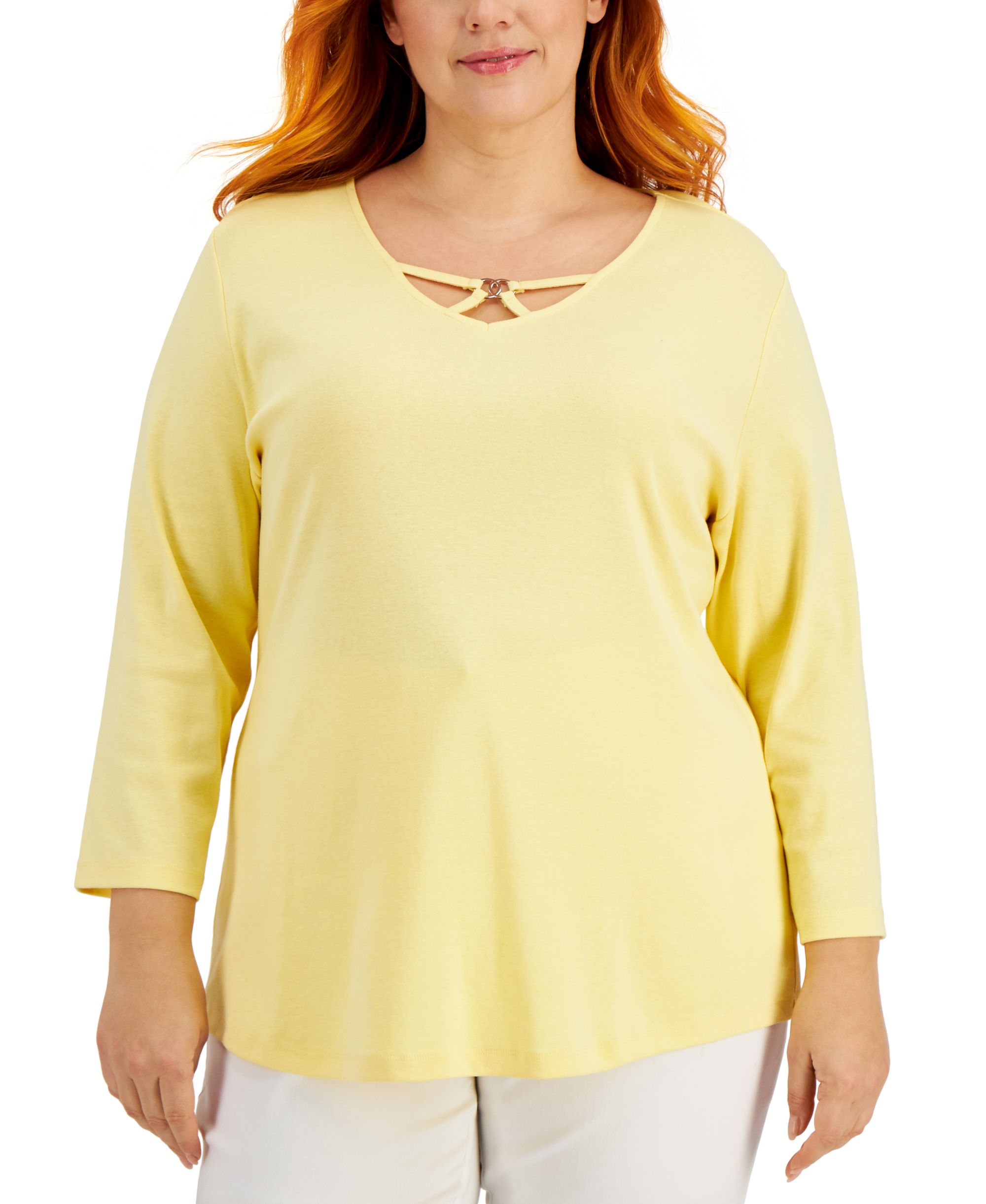 Karen Scott Plus Size Cotton Double Hardware Tunic