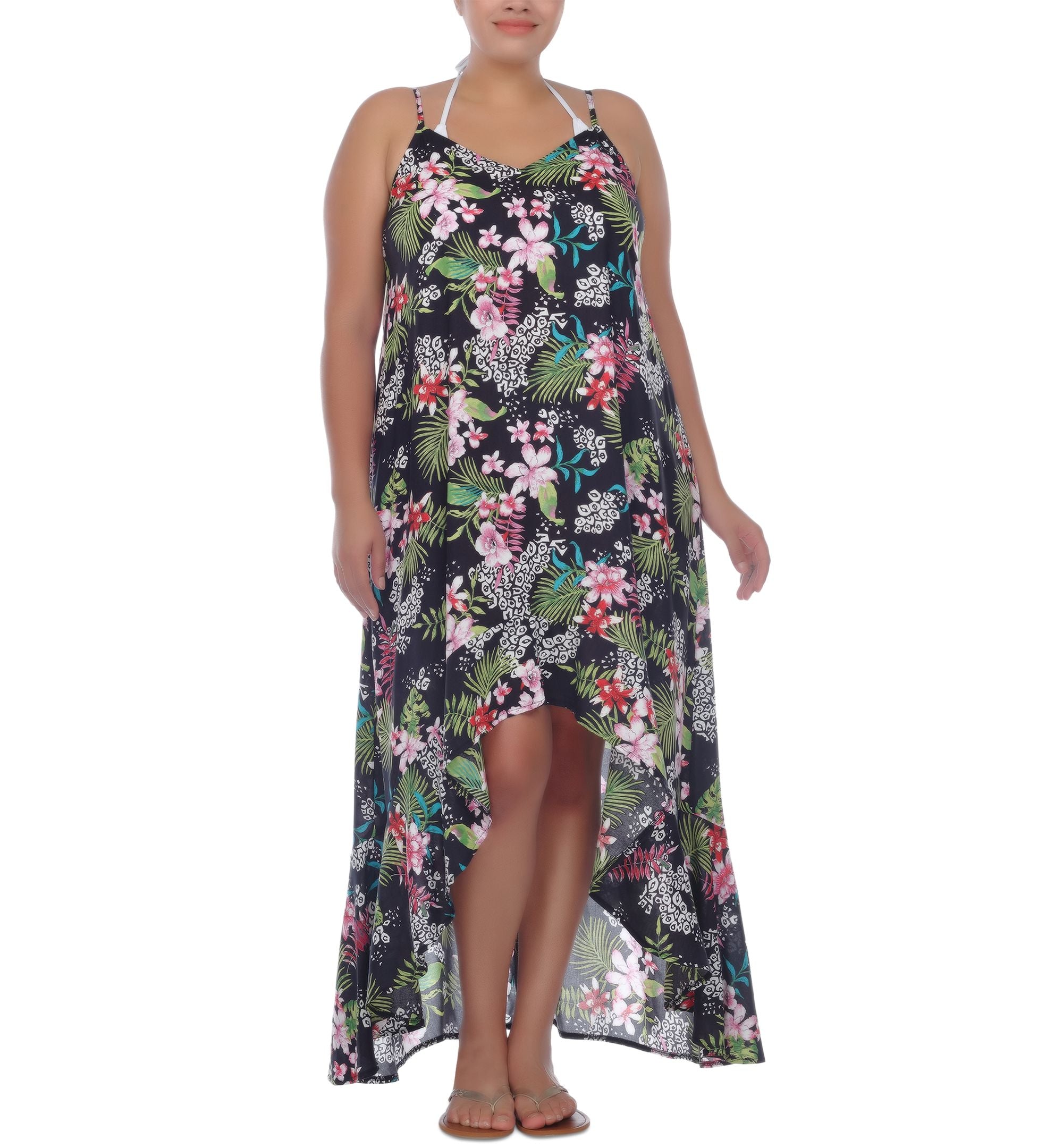 Plus Size Printed High-Low Dress Cover-Up