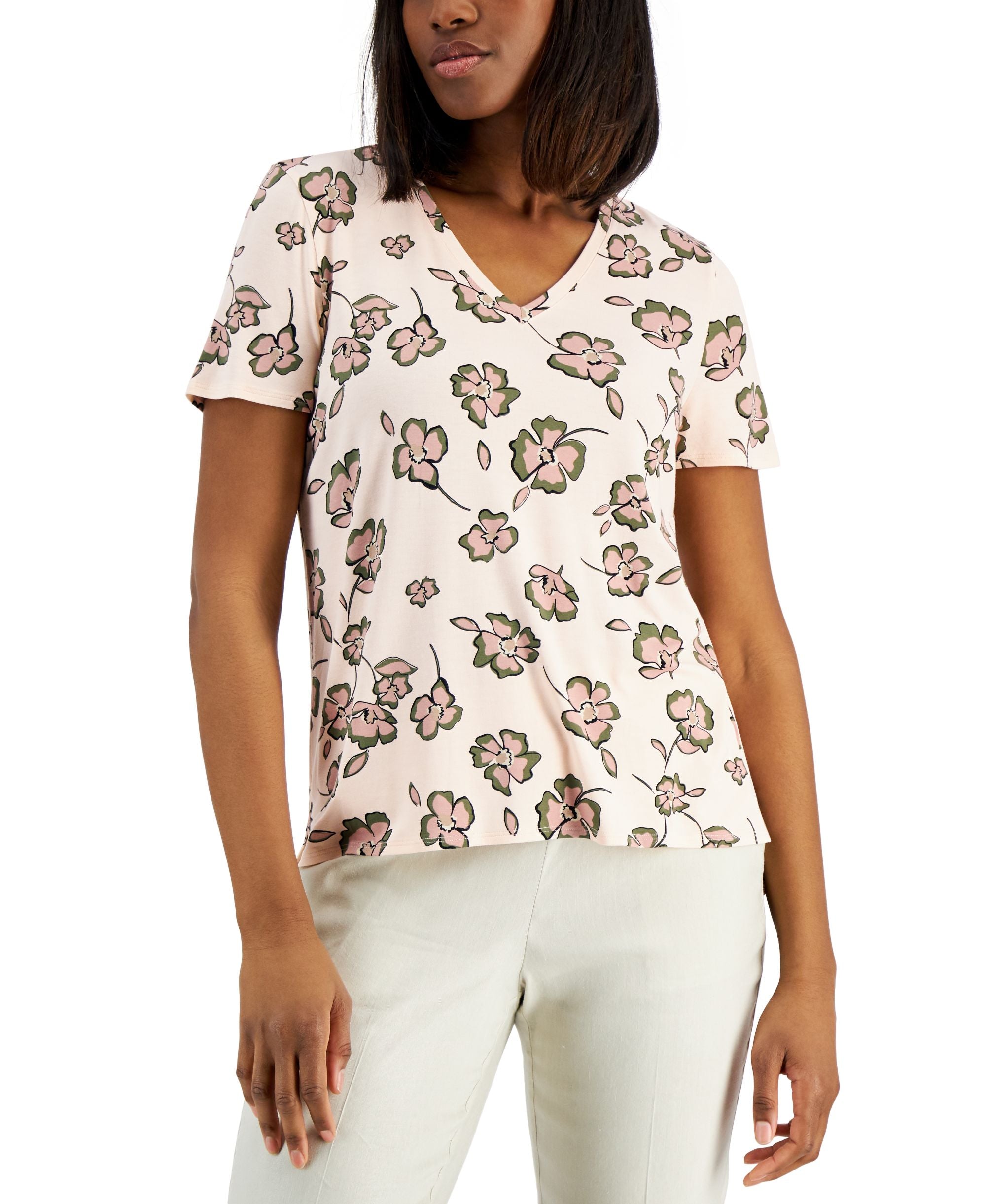 Women's Printed V-Neck T-Shirt